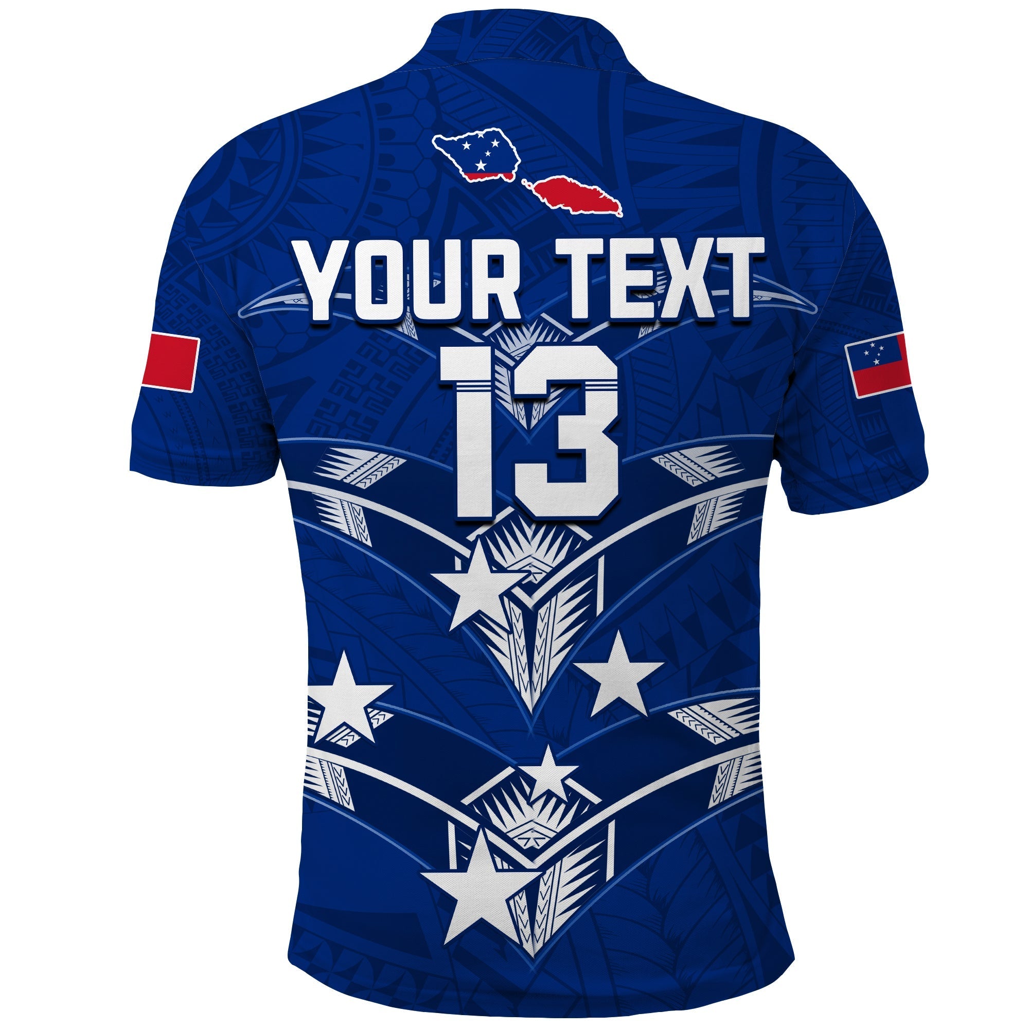 (Custom Personalise Text and Number) Toa Samoa Rugby Polo Shirt Siamupini Proud Blue LT13