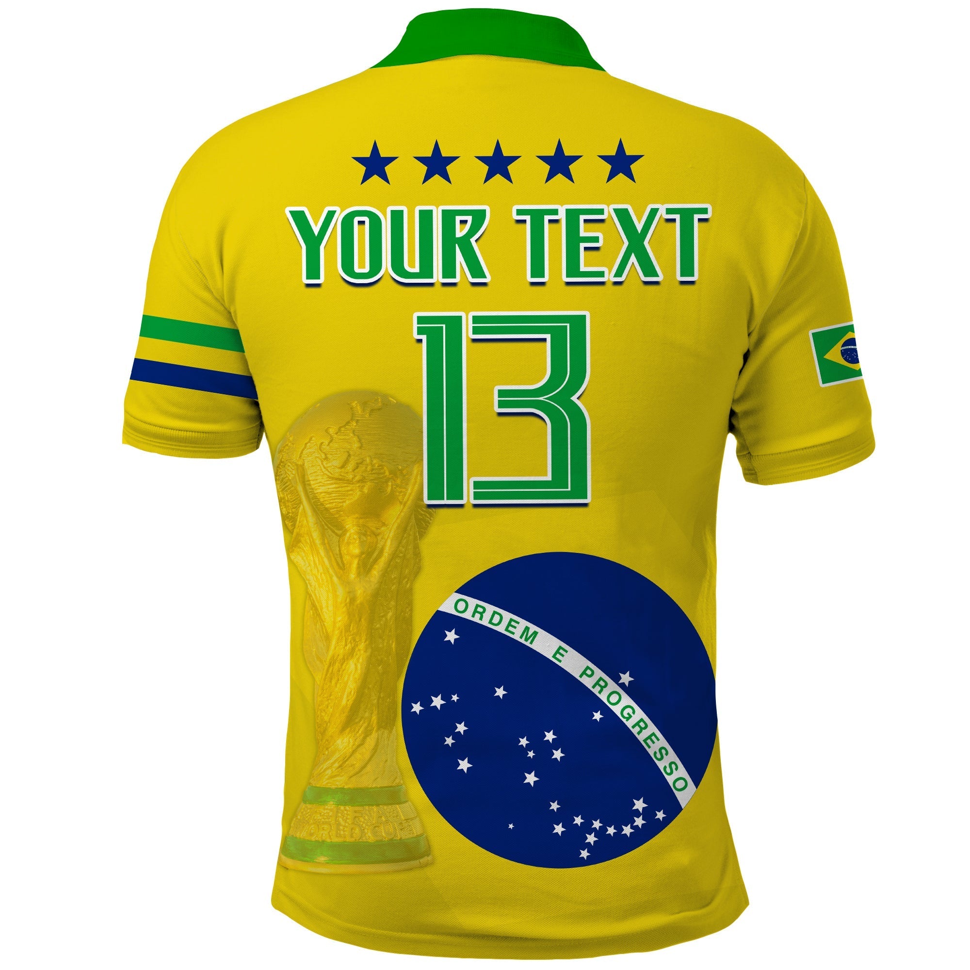 (Custom Text and Number) Brazil Football Polo Shirt Go Champions Selecao Campeao LT13