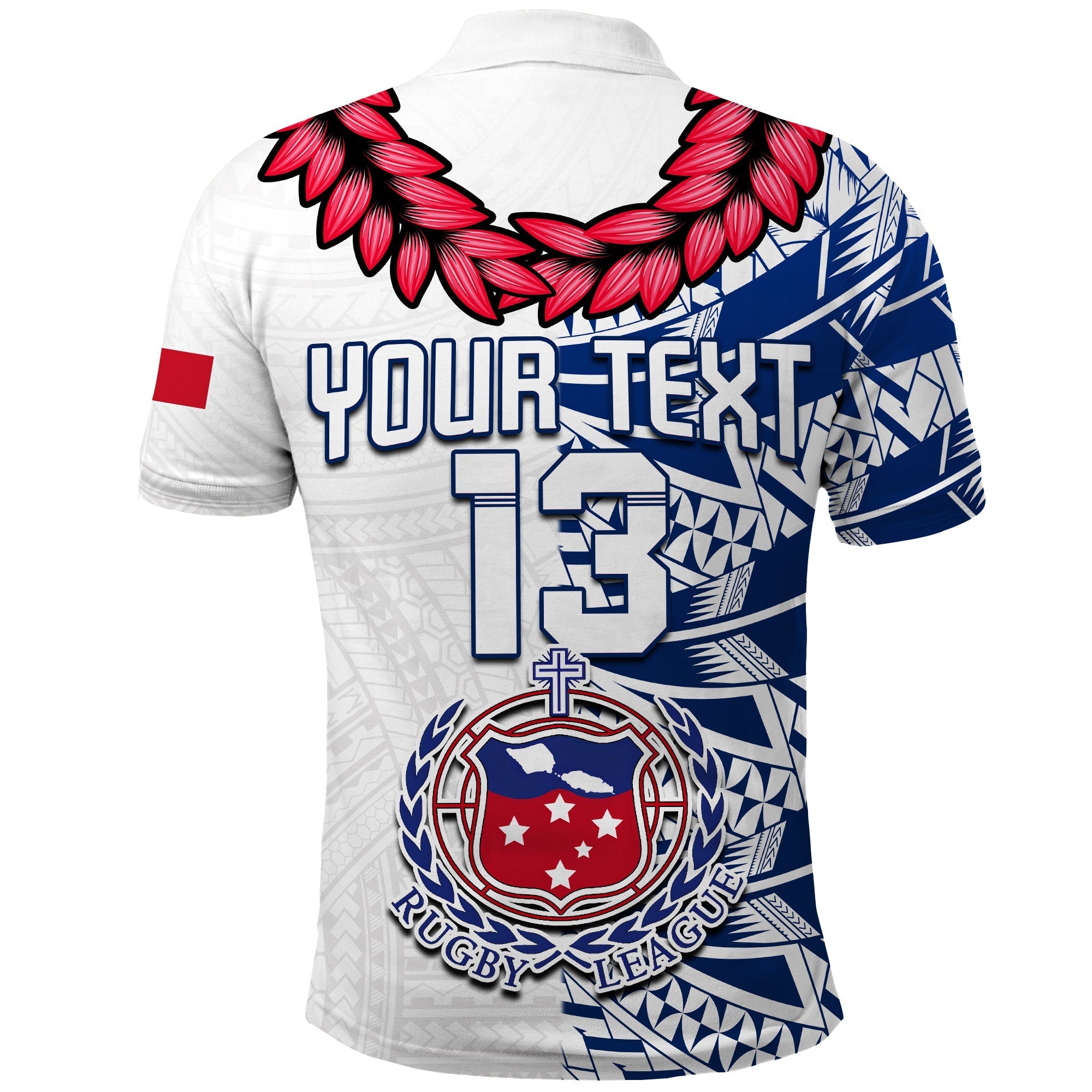 (Custom Personalise Text and Number) Toa Samoa Rugby Polo Shirt Siamupini Ula Fala White LT13
