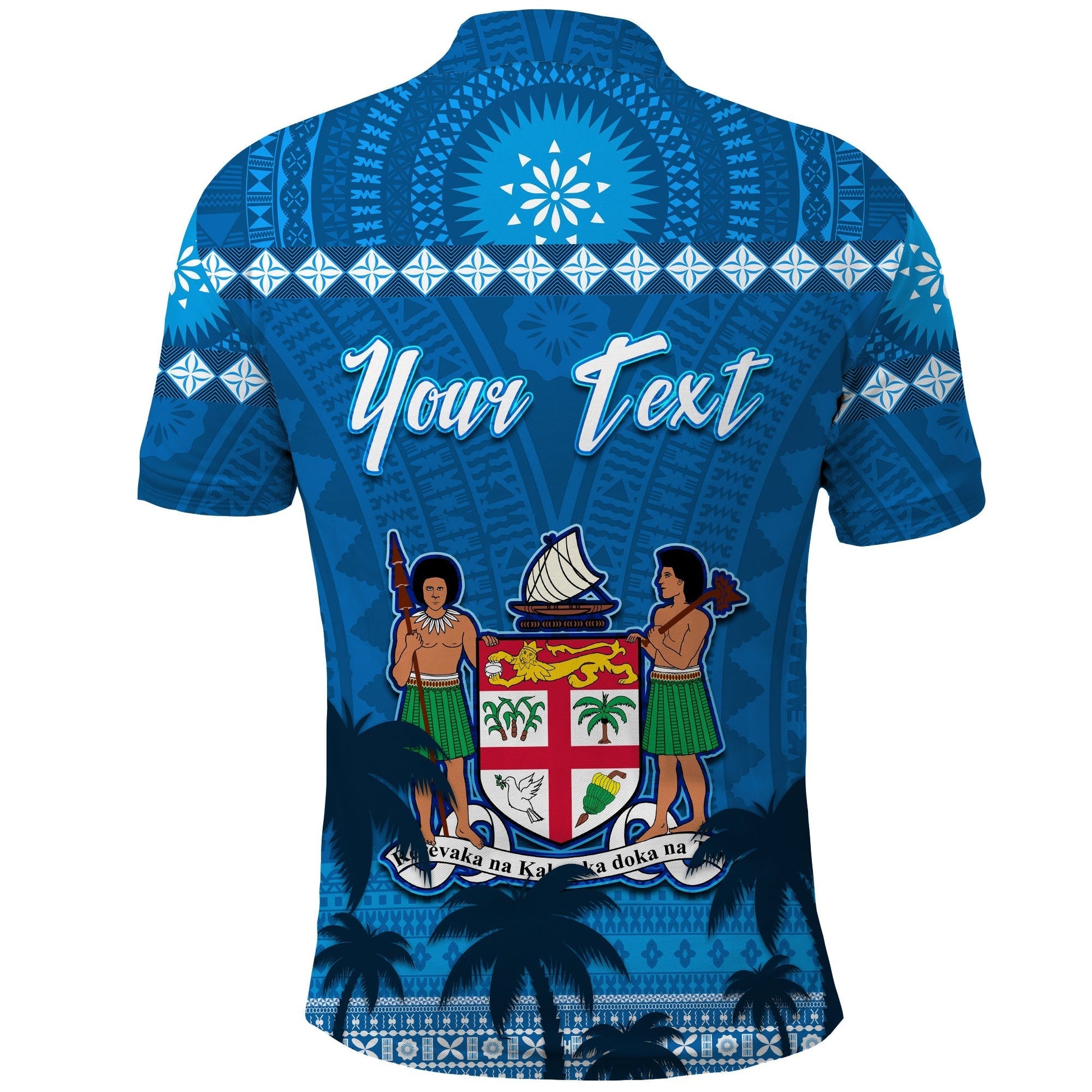Custom Bula Fiji Day Polo Shirt Fijian Tapa with Palm Tree 52nd Anniversary LT13