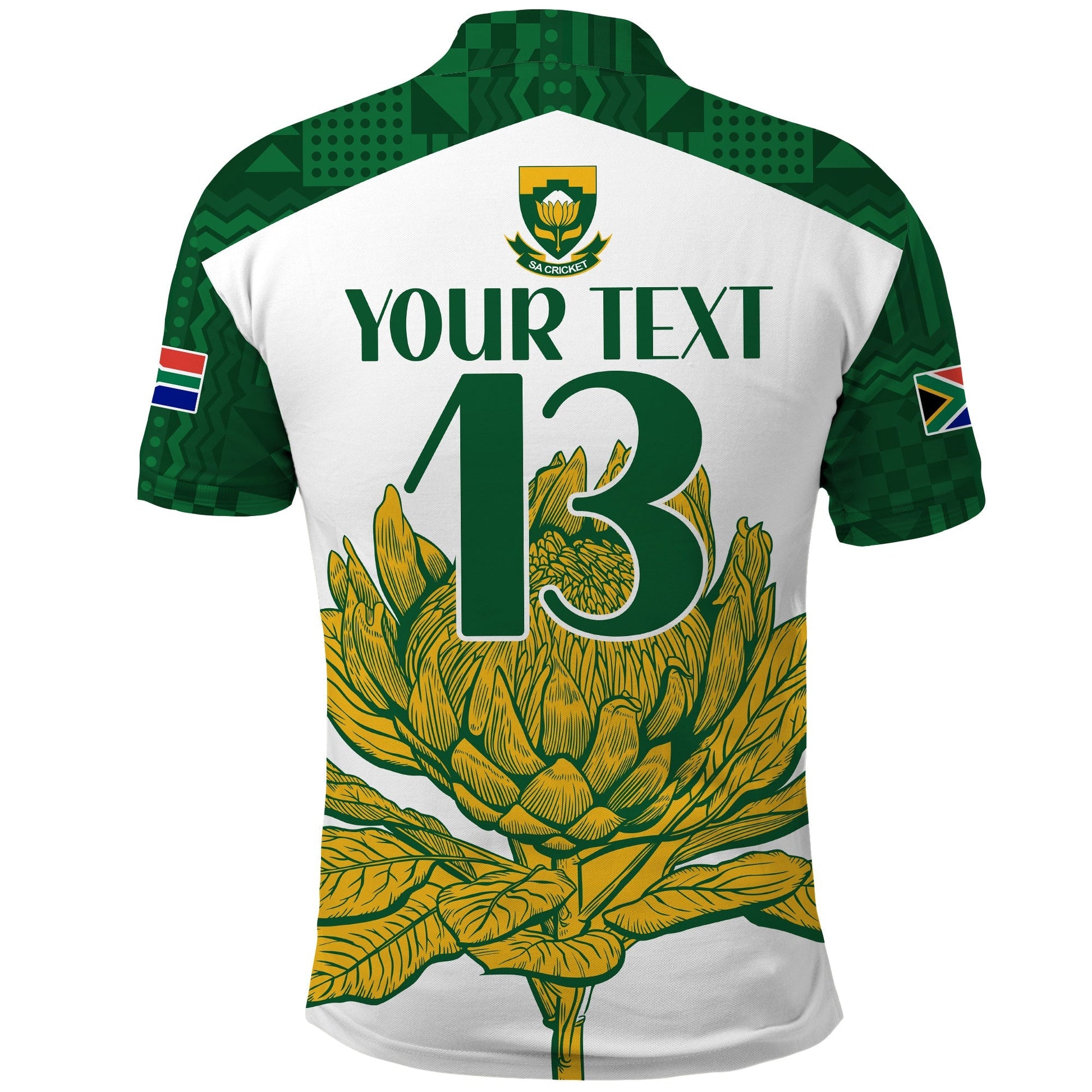 (Custom Text and Number) South Africa Cricket Polo Shirt Go Proteas Boxing Day Test LT13