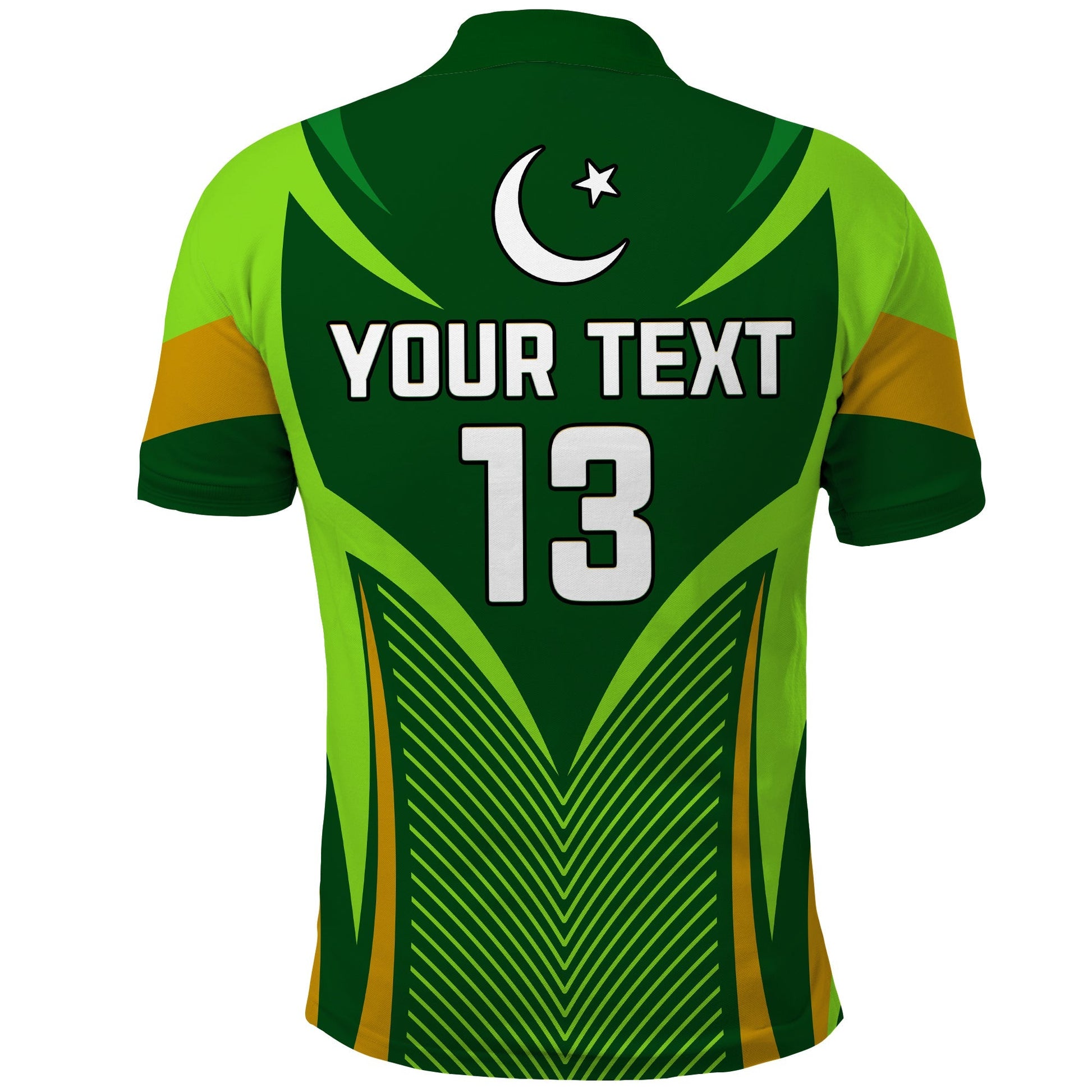 (Custom Text and Number) Pakistan Cricket Polo Shirt Green Shaheens Champion LT13