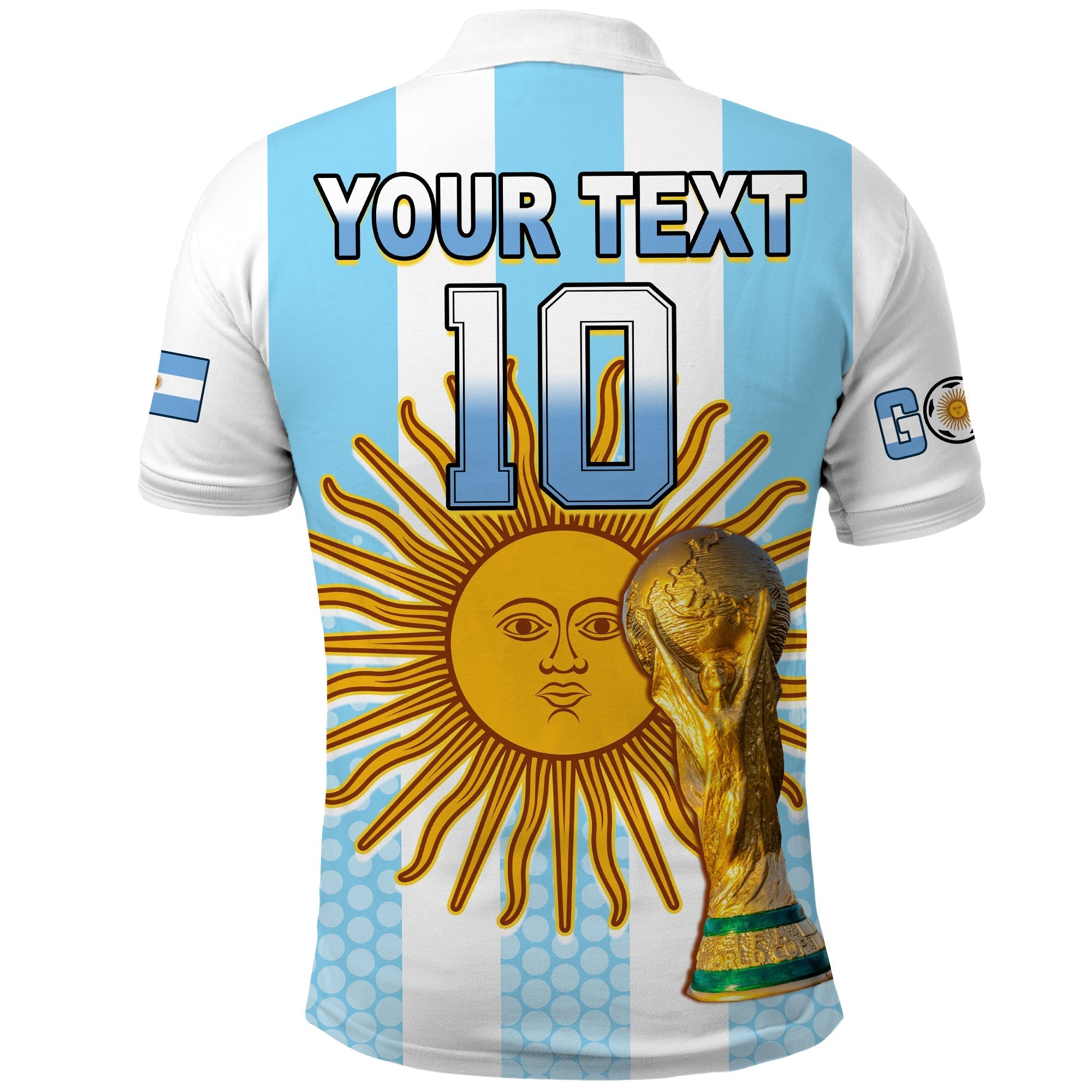 (Custom Text and Number) Argentina Football Polo Shirt Vamos La Albiceleste Soccer World Cup GOAT 2022 LT13