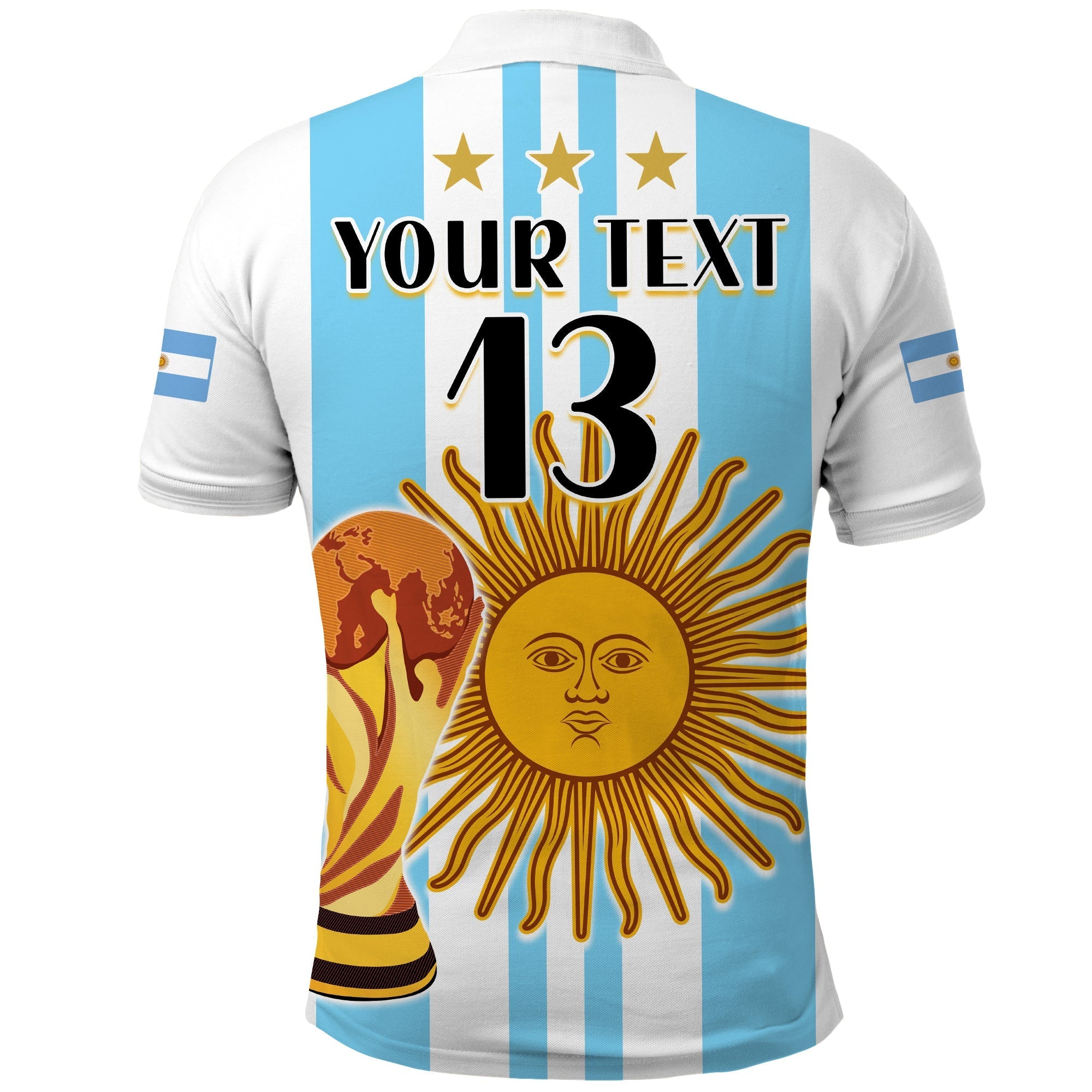 (Custom Text and Number) Argentina Football Polo Shirt FIFA 2022 World Cup Champions LT13