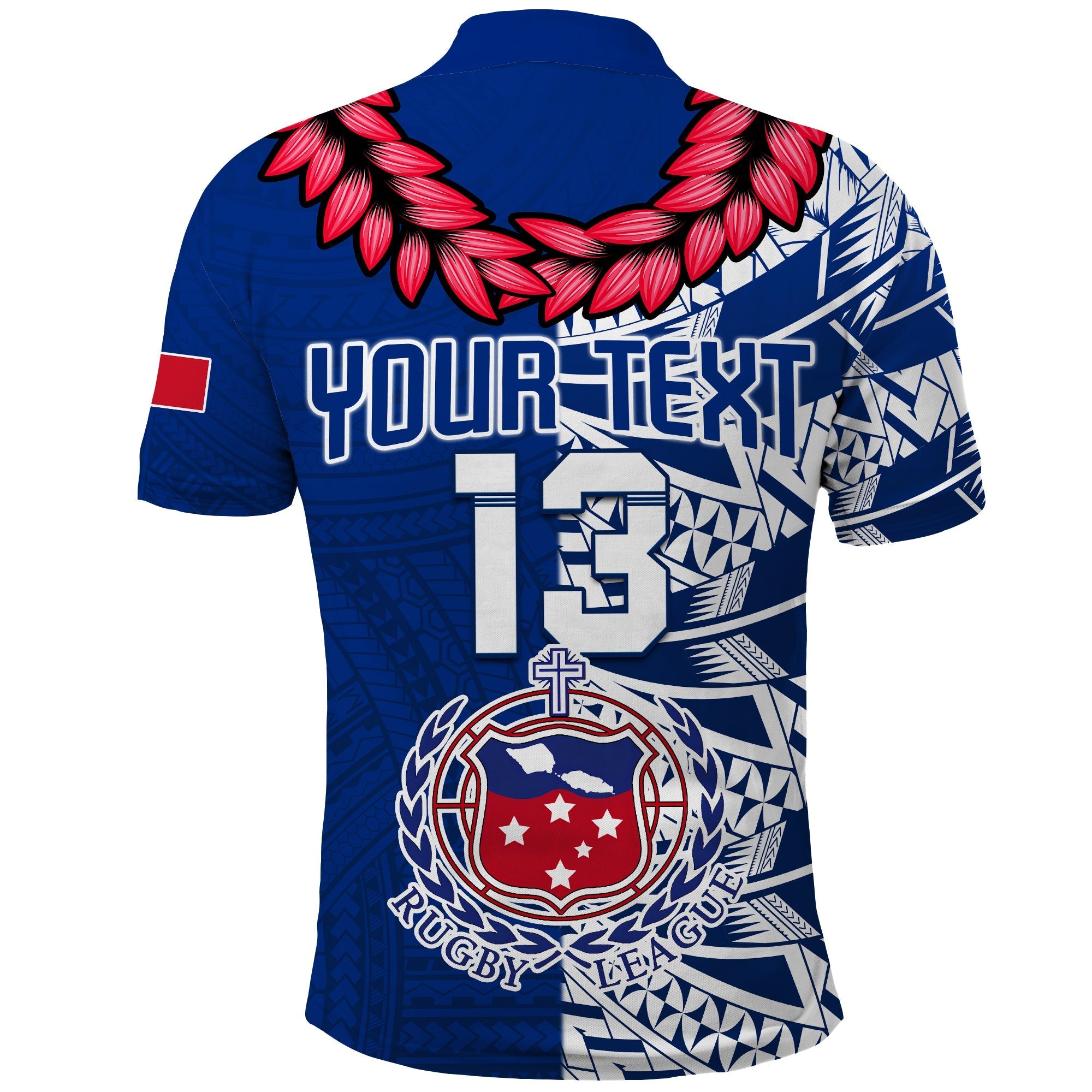 (Custom Personalise Text and Number) Toa Samoa Rugby Polo Shirt Siamupini Ula Fala Blue LT13