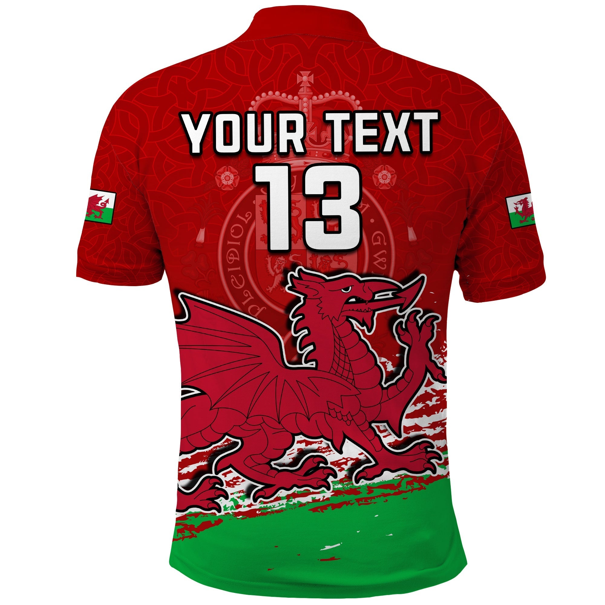 (Custom Text and Number) Wales Football Polo Shirt Come On CYMRU The Red Wall Champions World Cup LT13