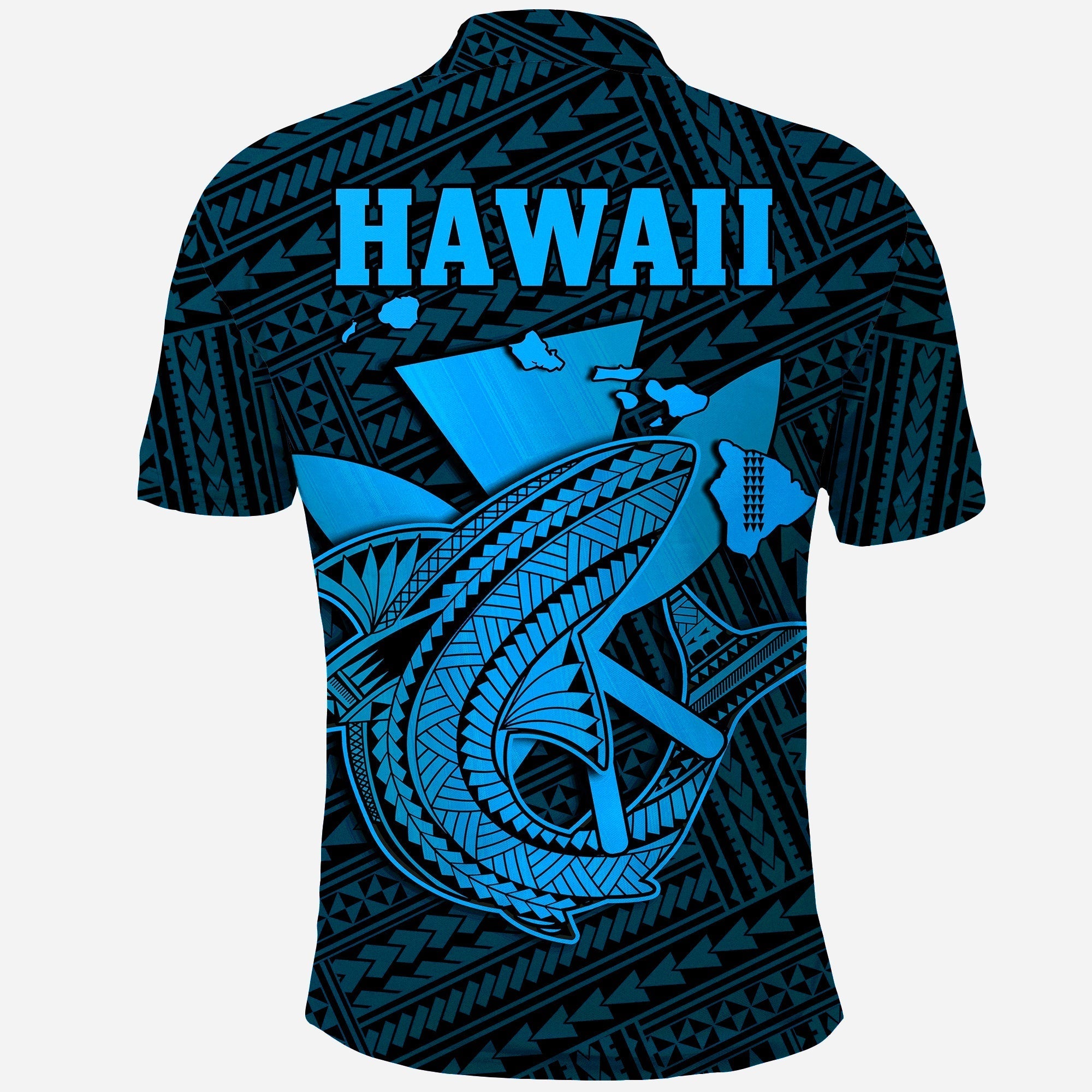 Custom Hawaii Polo Shirt Kakau Kanaka Maoli Combine Polynesian Shark Ver.03 LT14