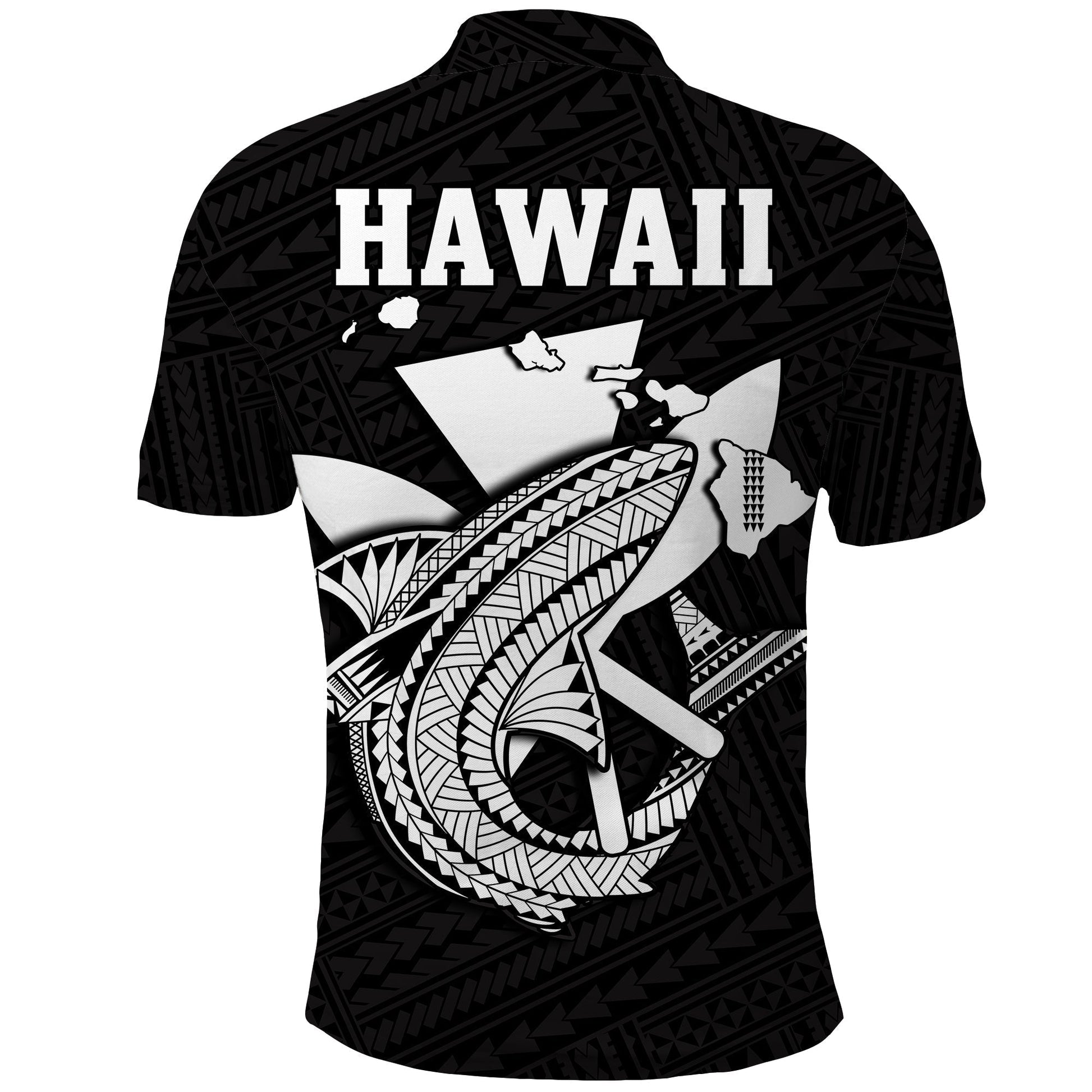 Custom Hawaii Polo Shirt Kakau Kanaka Maoli Combine Polynesian Shark Ver.07 LT14