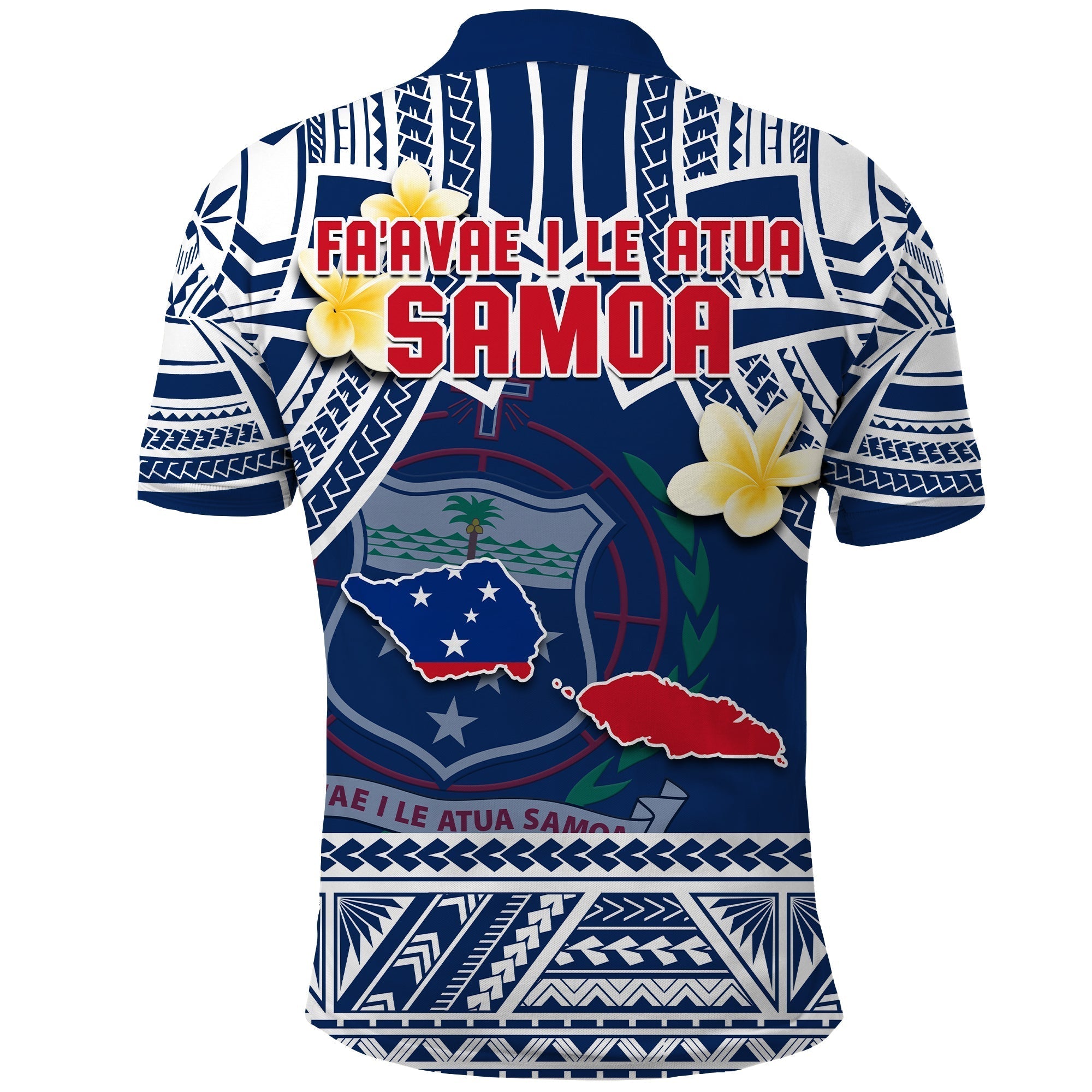 Samoa Polo Shirt Samoan Plumeria Flowers Mix Polynesian Pattern LT14