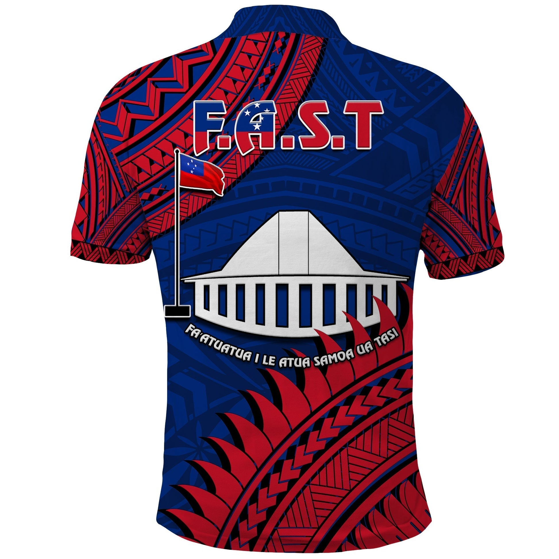 F.A.S.T Samoa Polo Shirt Samoan Coat Of Arms Polynesian Pattern LT14