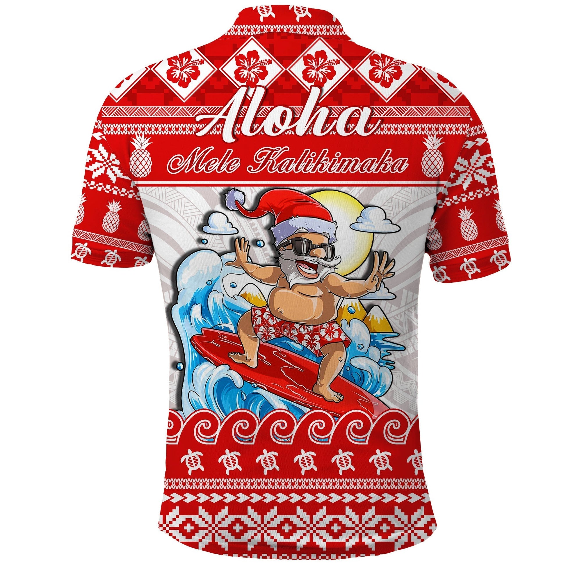 Custom Christmas Hawaii Polo Shirt Surfing Santa Mele Kalikimaka Polynesian LT14