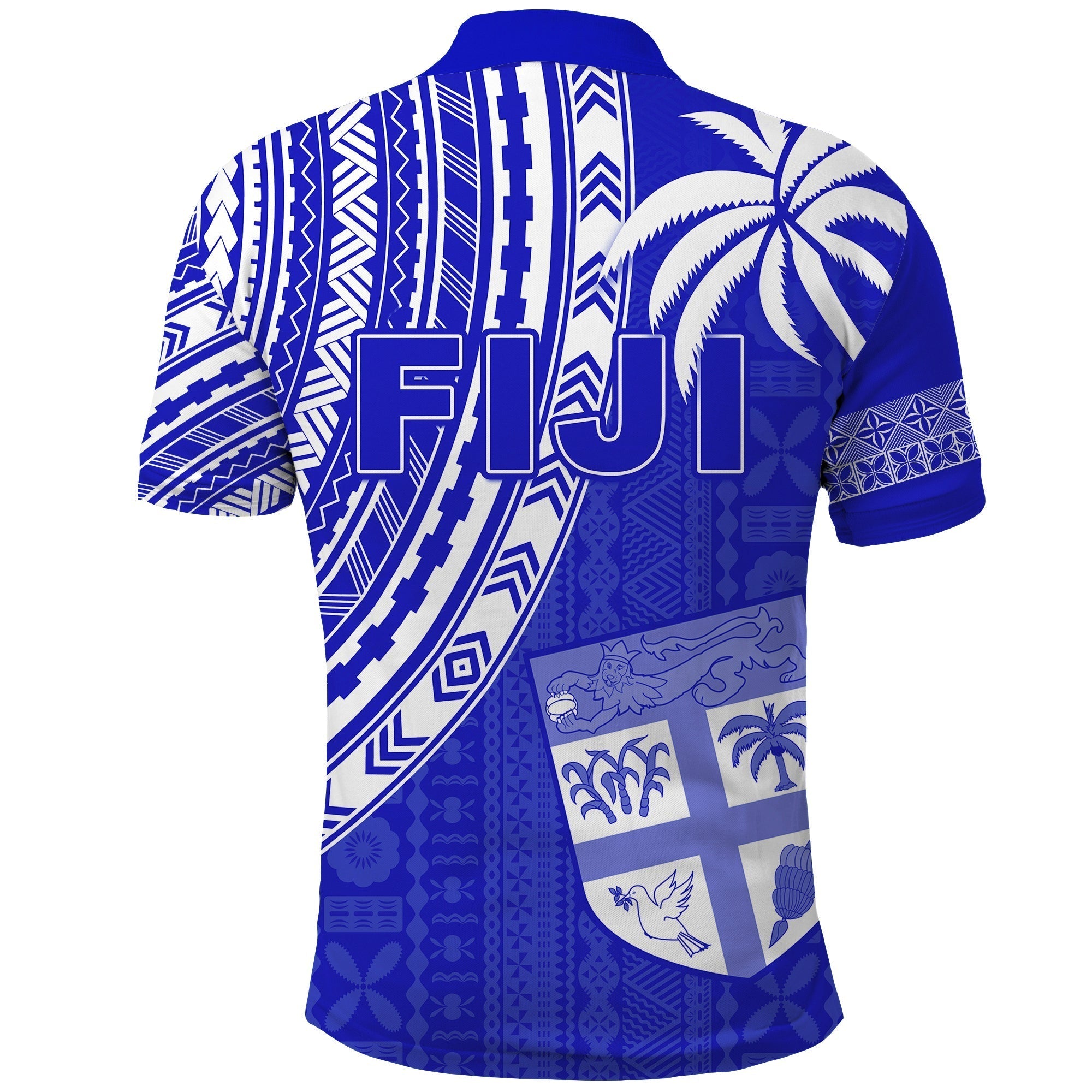 Fiji Rugby Sevens Polo Shirt Fijian 7s Tapa Polynesian Blue Ver.02 LT13