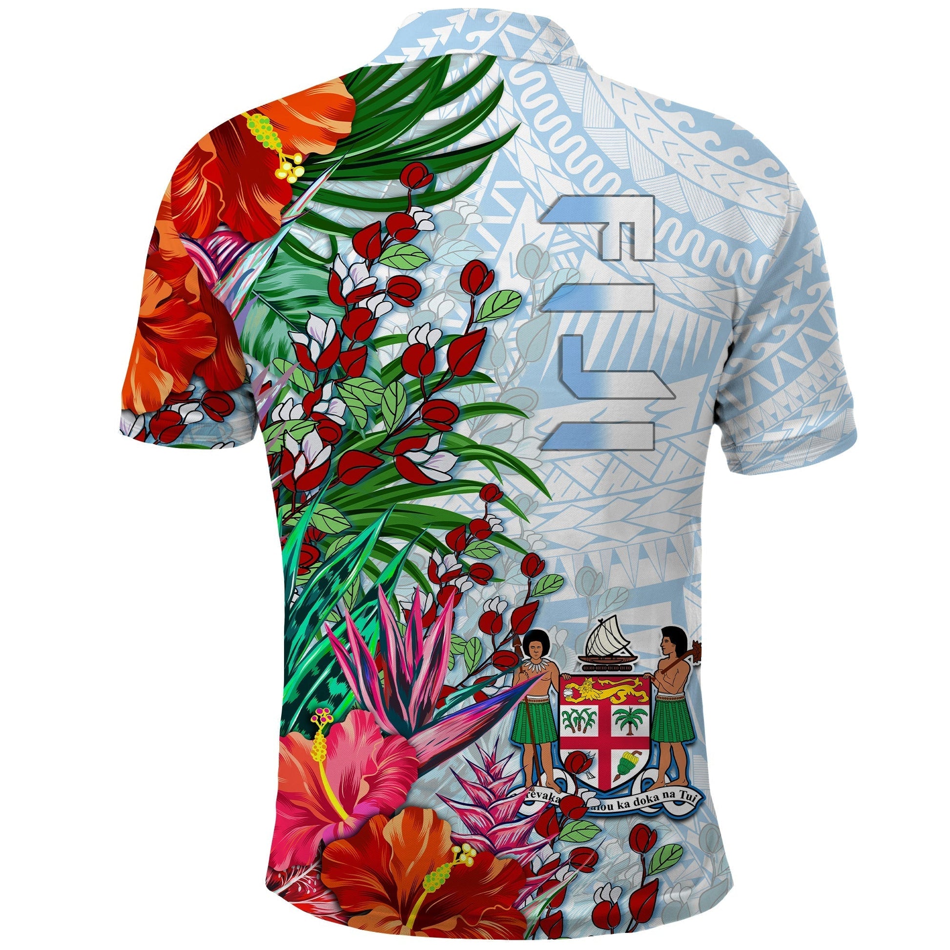 Custom Fiji Polo Shirt Proud Fijian Tapa mix Tagimoucia Flowers LT13