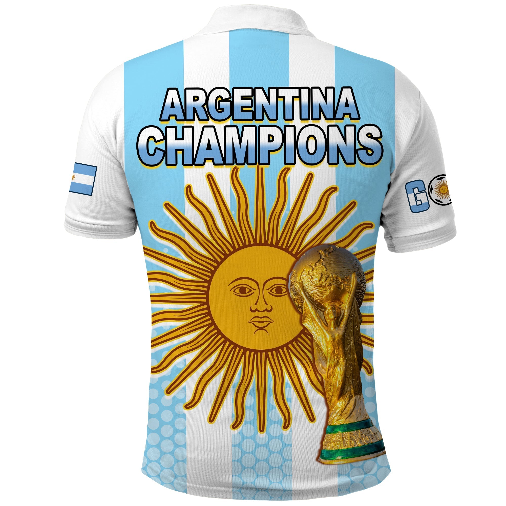 Argentina Football Polo Shirt Vamos La Albiceleste Soccer World Cup GOAT 2022 LT13