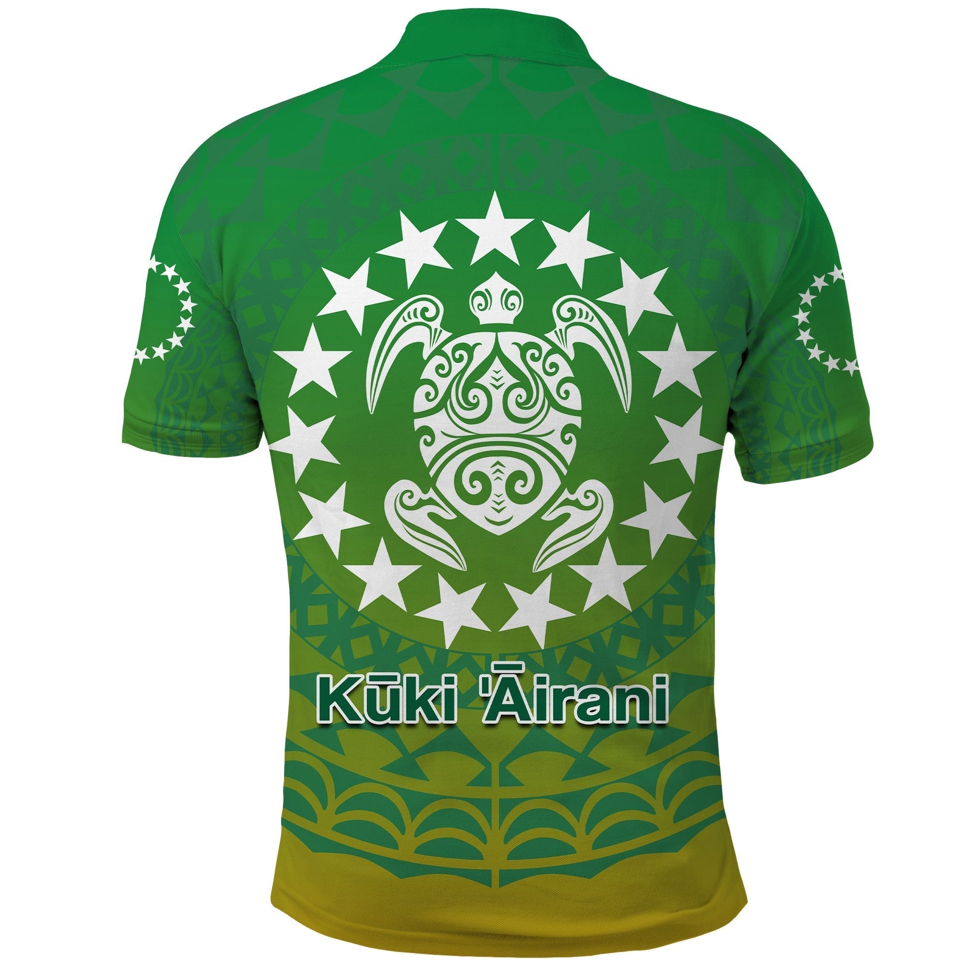 Cook Islands Polo Shirt Circle Pattern Mix Sea Turtle Green Version LT14