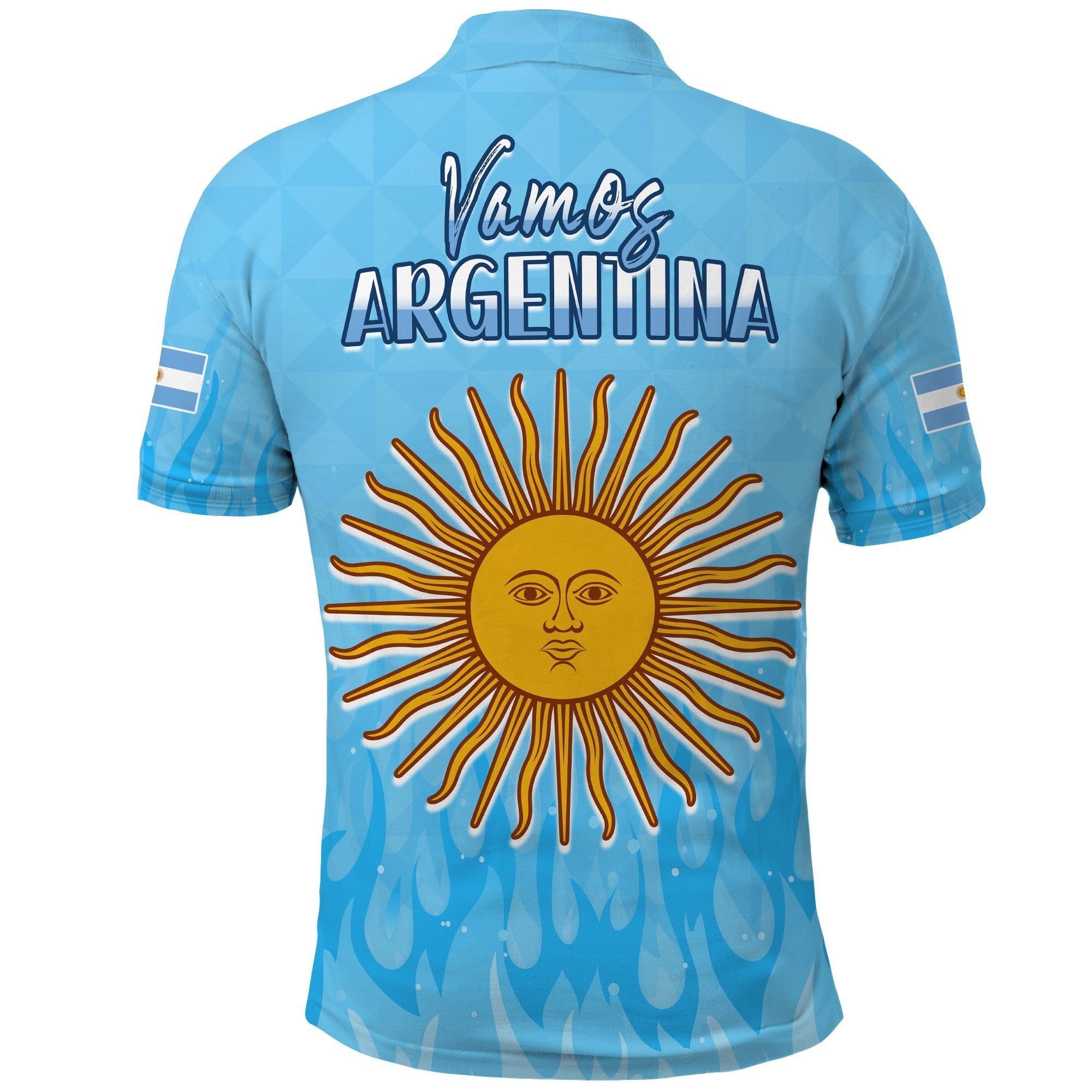 Argentina Football Polo Shirt Vamos Sky Champions World Cup Fire LT13