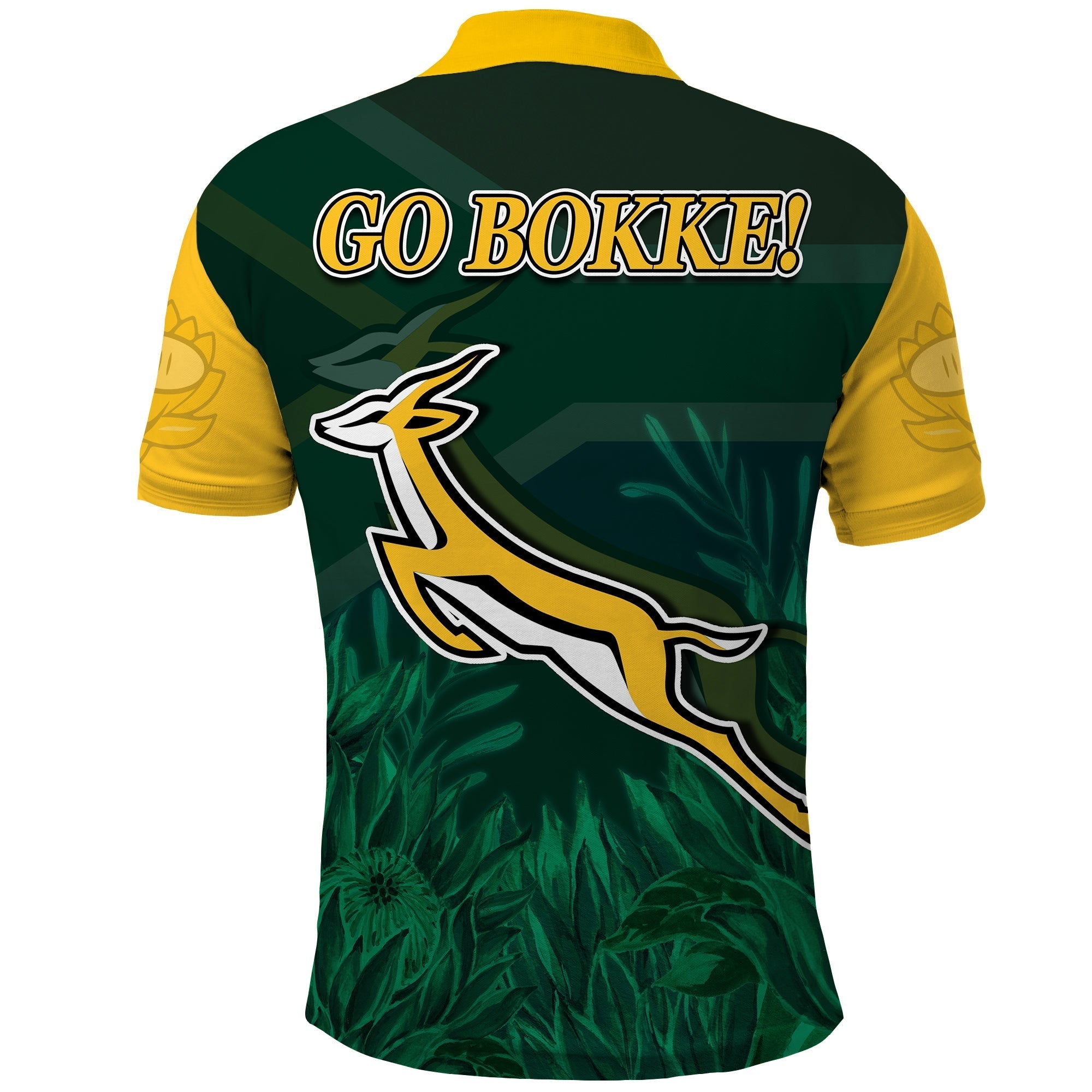 South Africa Rugby Polo Shirt Springboks King Protea Go Bokke LT13