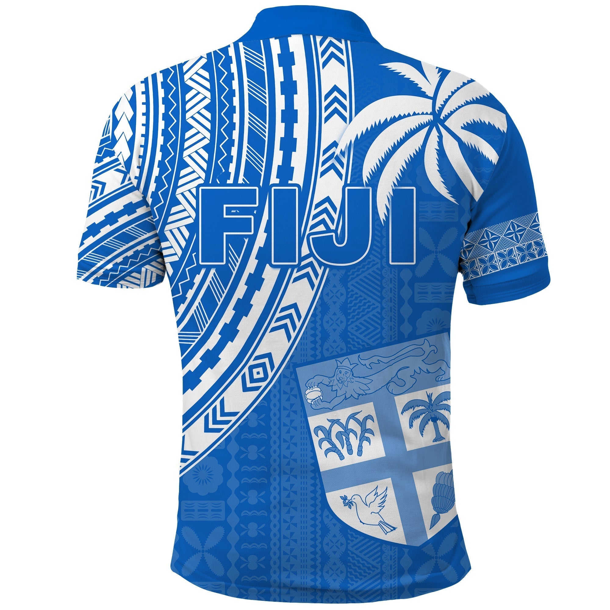 Fiji Rugby Sevens Polo Shirt Fijian 7s Tapa Polynesian Blue Ver.01 LT13