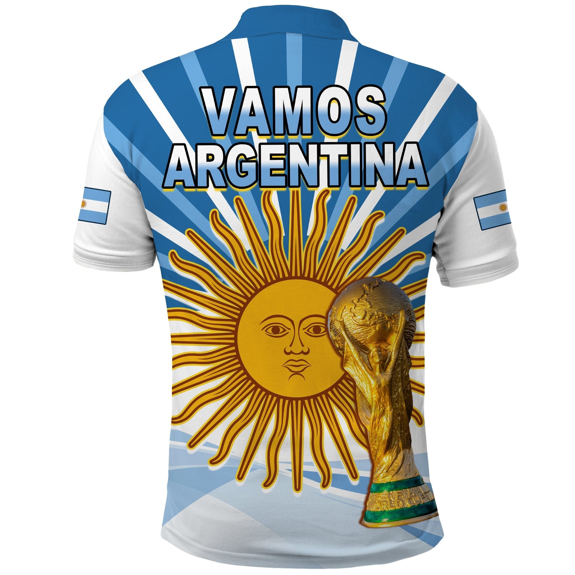 Argentina Football Polo Shirt The Sun WC2022 Soccer Vamos La Albiceleste LT13