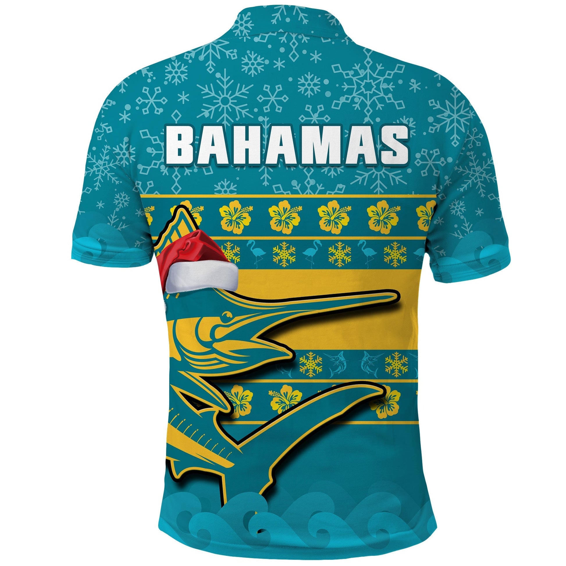 Custom Bahamas Polo Shirt Bahamian Blue Marlin Merry Christmas LT14