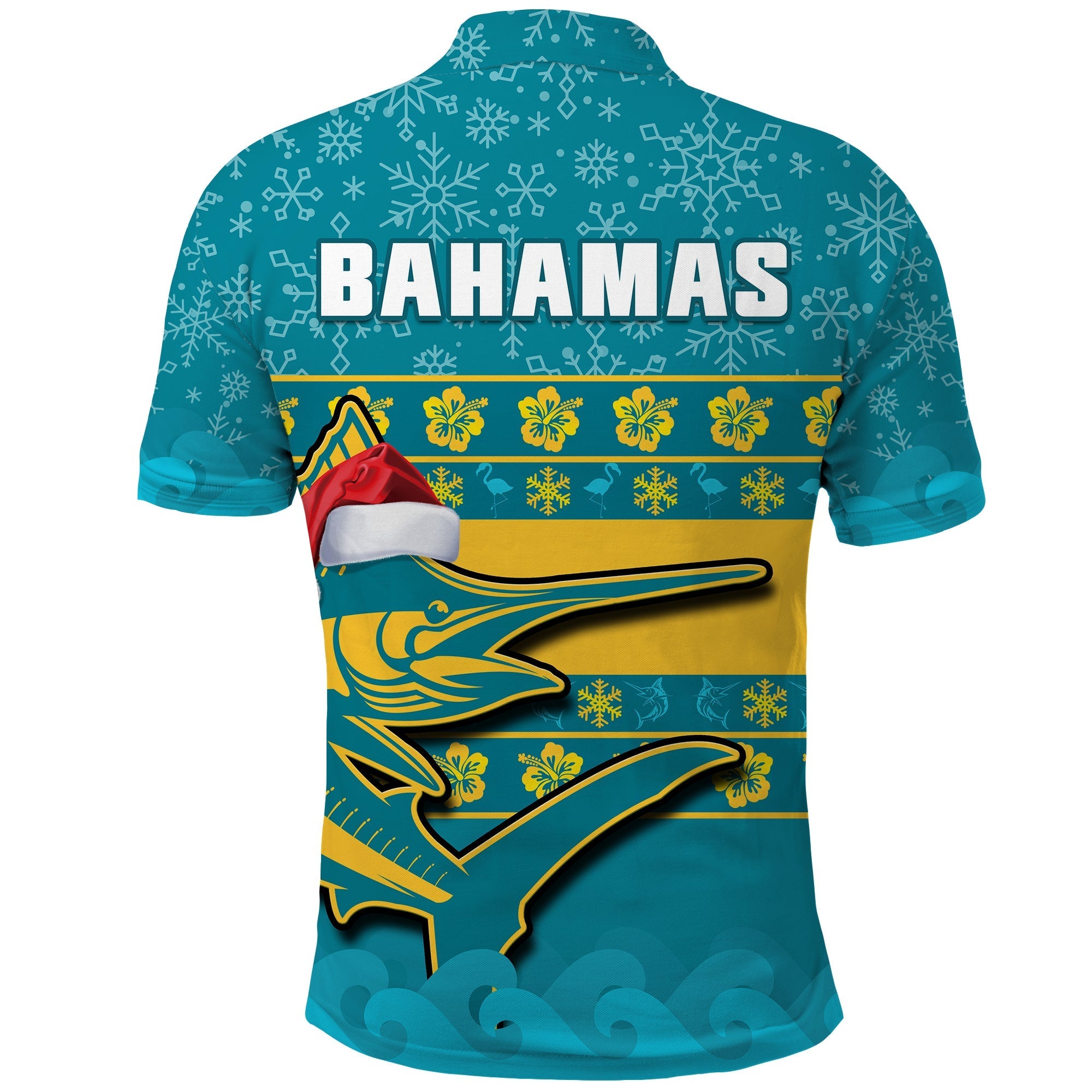 Custom Bahamas Polo Shirt Bahamian Blue Marlin Merry Christmas LT14