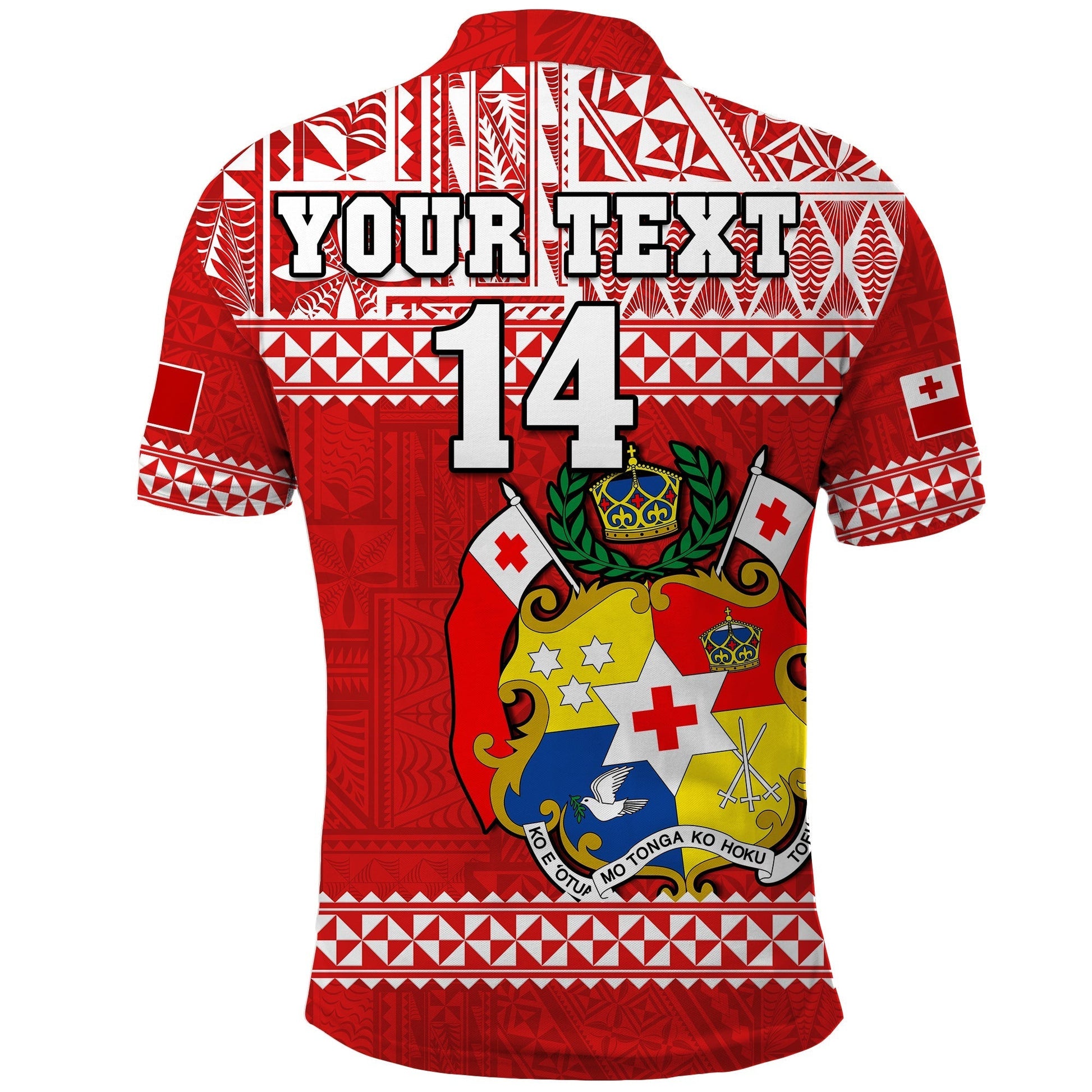 Custom Text And Number Tonga Rugby Polo Shirt Mate Maa Tonga Pacific Ngatu White LT14