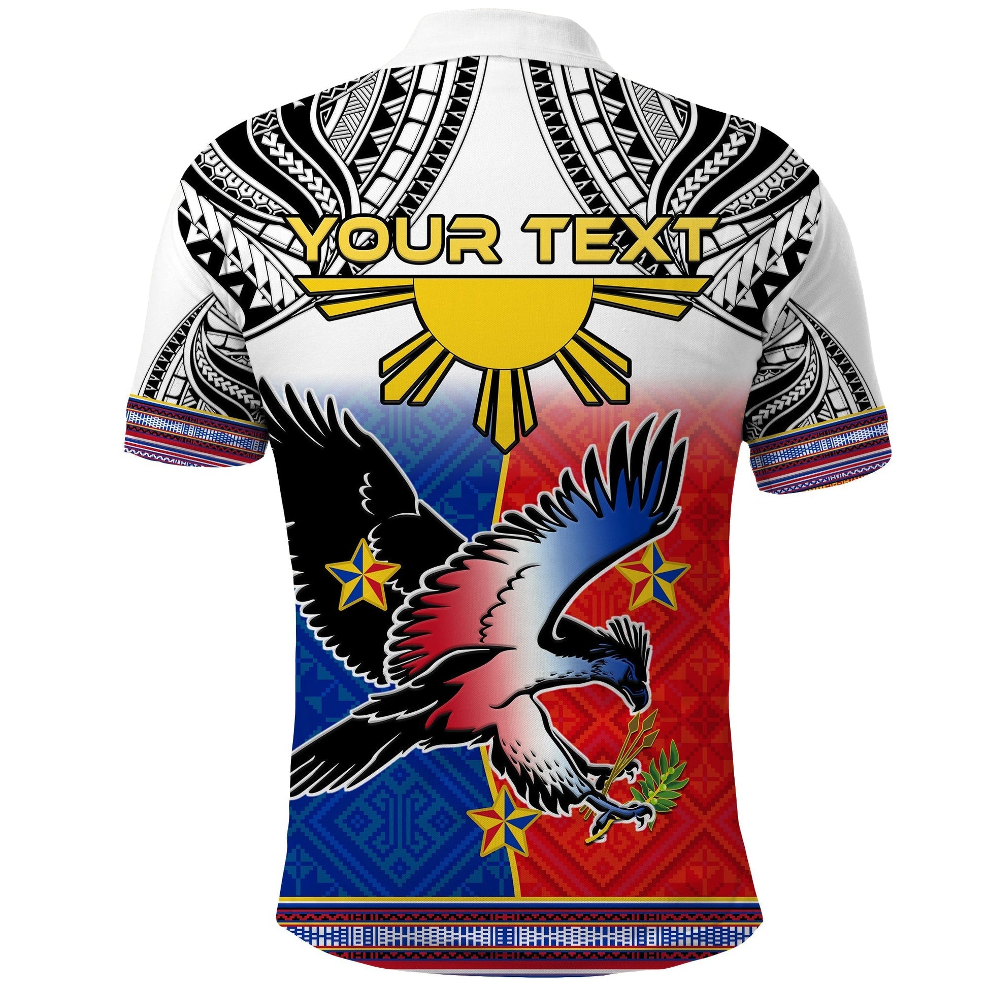 Custom Philippines Polo Shirt Polynesian Filipino Pattern With Eagle LT14