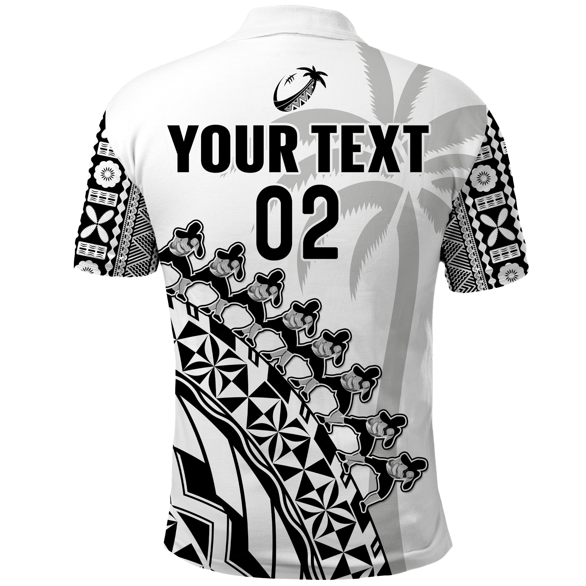Custom Text And Number Fiji Rugby Polo Shirt Fijian Cibi Dance Tapa Pattern White LT14