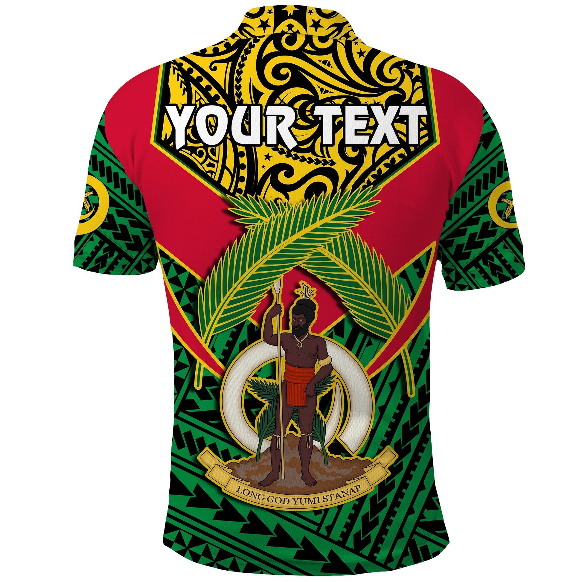Custom Vanuatu Rugby Polo Shirt Coat Of Arms Polynesian Pattern LT14