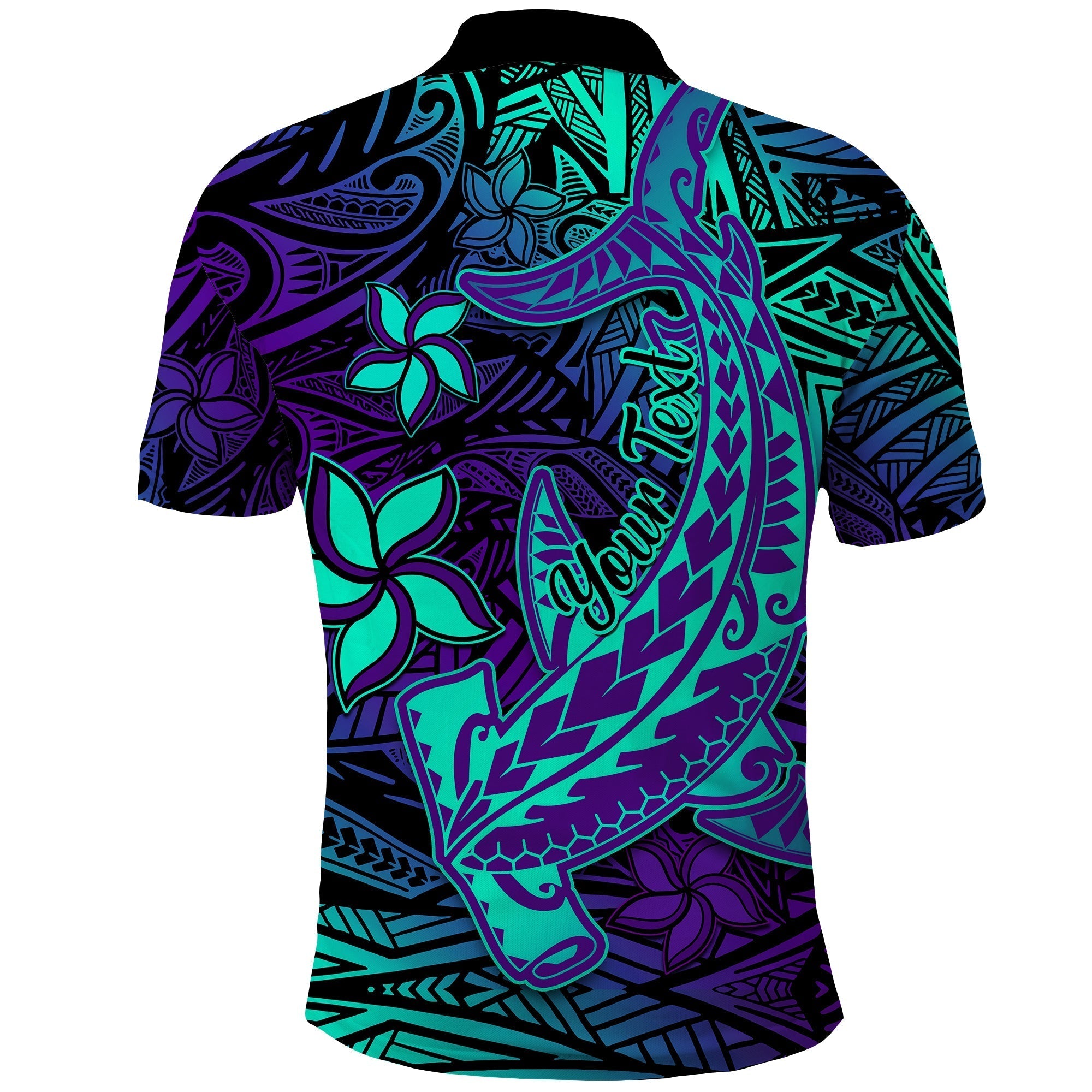 Custom Polynesian Polo Shirt Purple Paradise Hawaiian Tribal Hammerhead Shark LT14