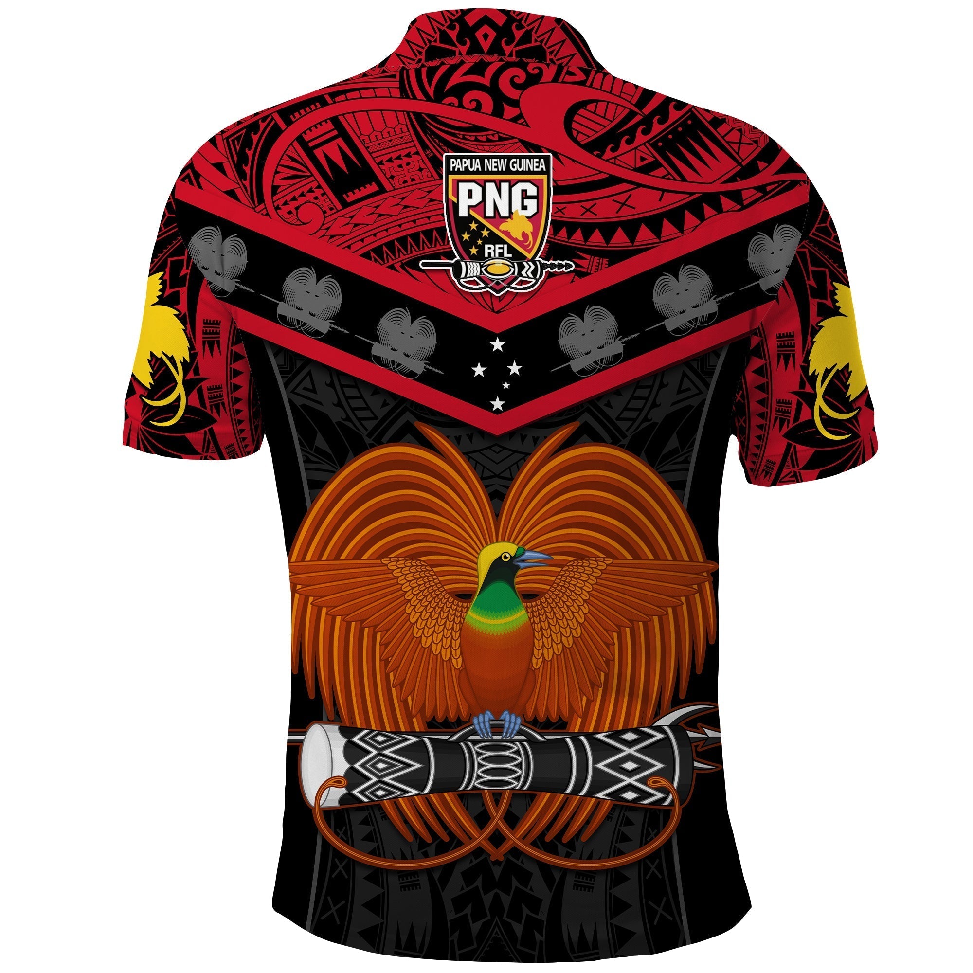 Papua New Guinea Rugby Polo Shirt PNG Kumuls Bird Of Paradise Black LT14