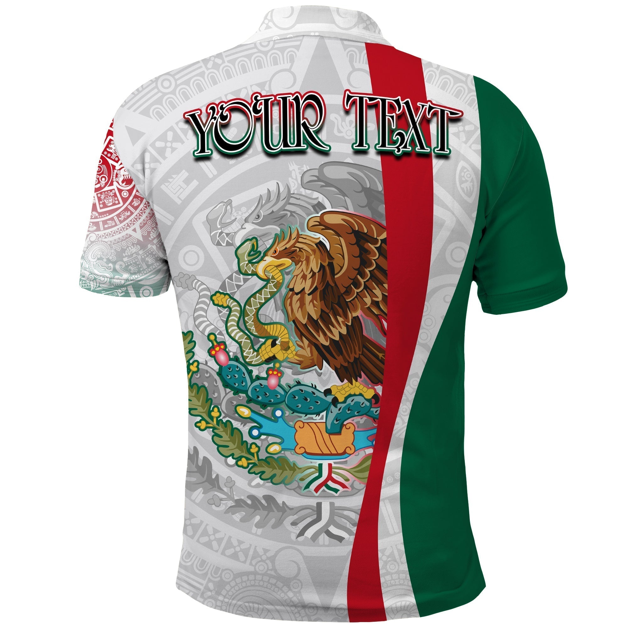 Custom Mexico Polo Shirt Mexican Eagles Aztec Pattern LT13