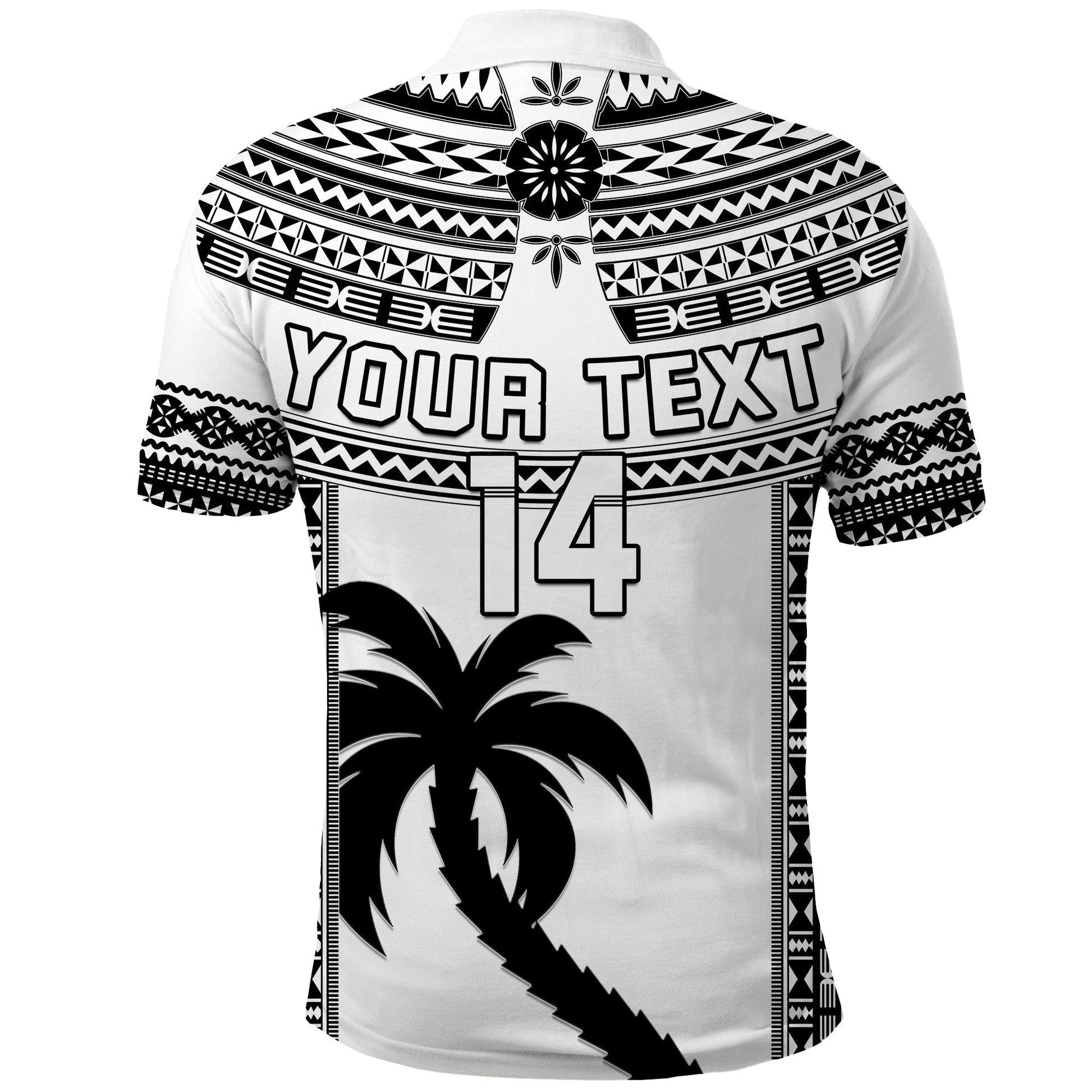 Custom Text And Number Fiji Rugby Polo Shirt Pacific The Bati Black Fijian Tapa LT14
