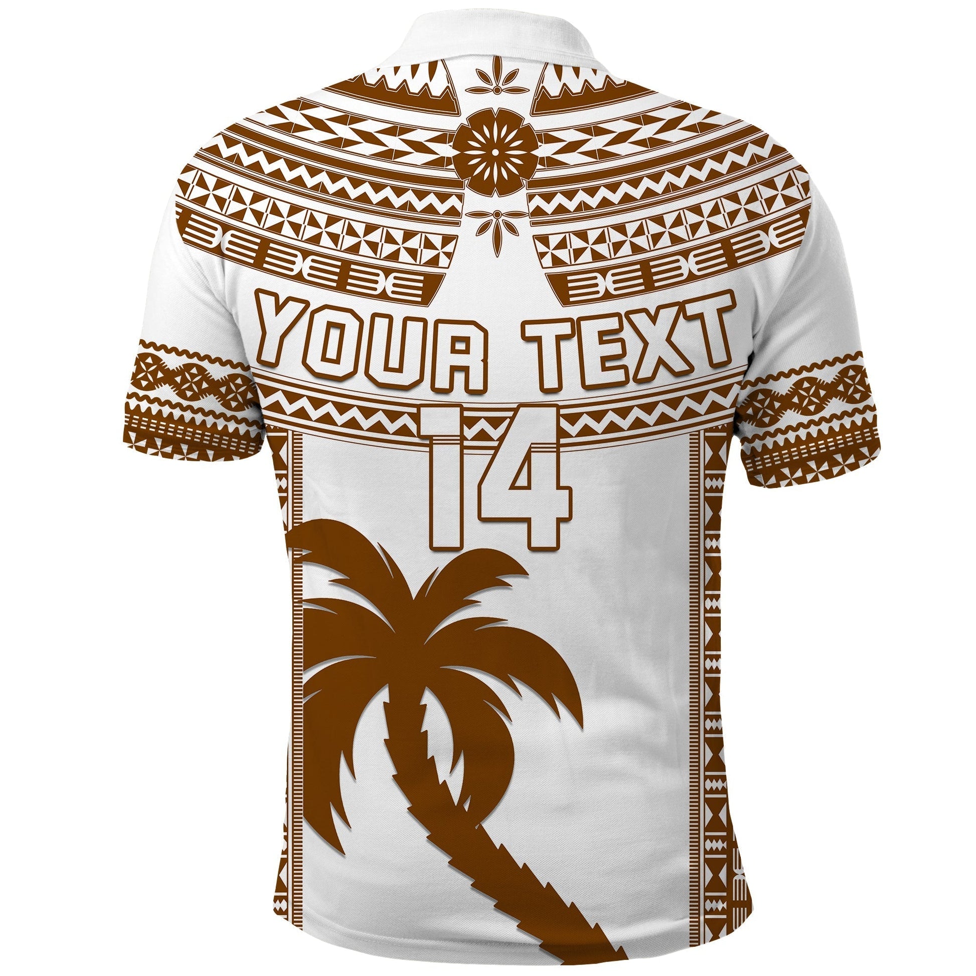 Custom Text And Number Fiji Rugby Polo Shirt Pacific The Bati Brown Fijian Tapa LT14