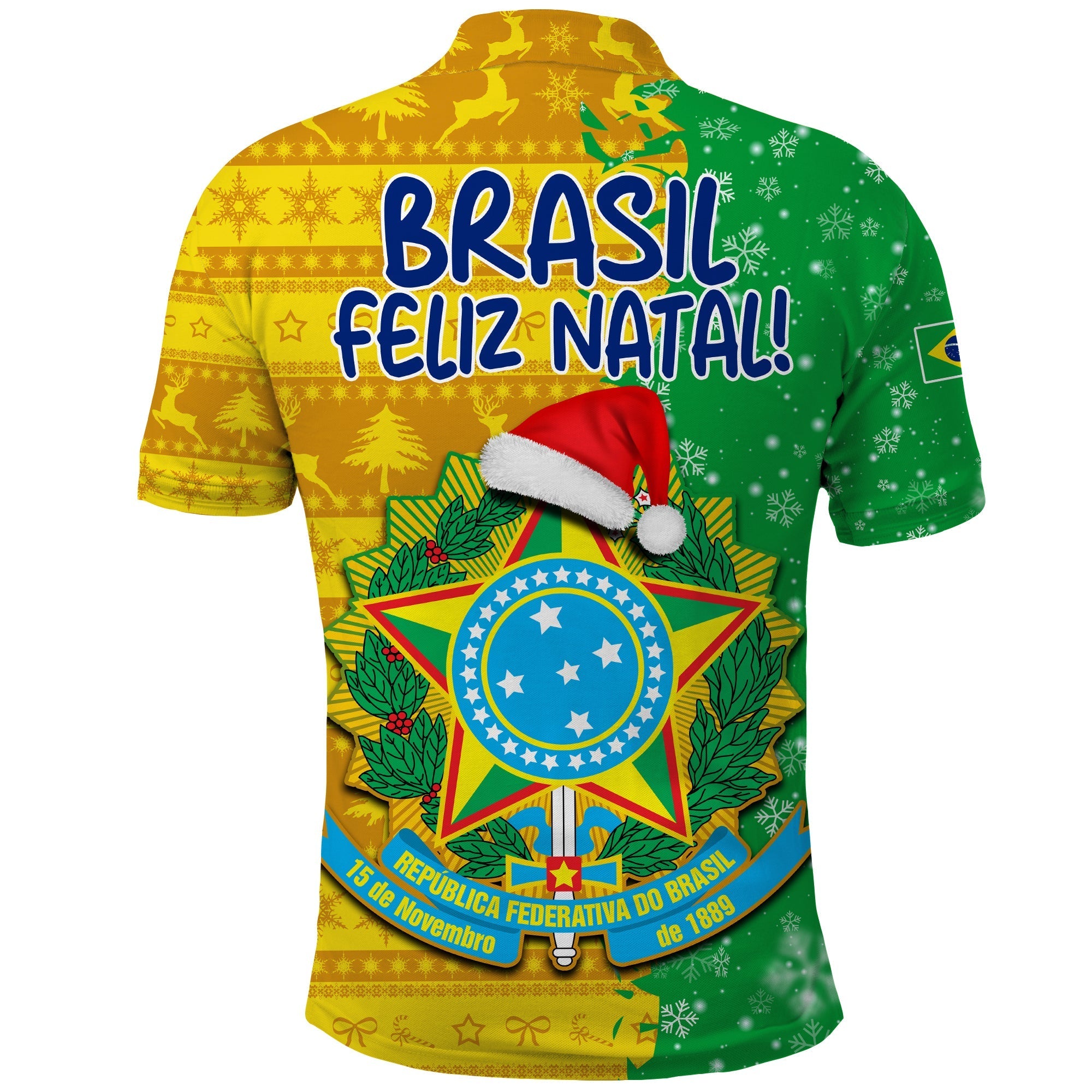 Brazil Football Polo Shirt Christmas Santa Claus Selecao Champions LT13