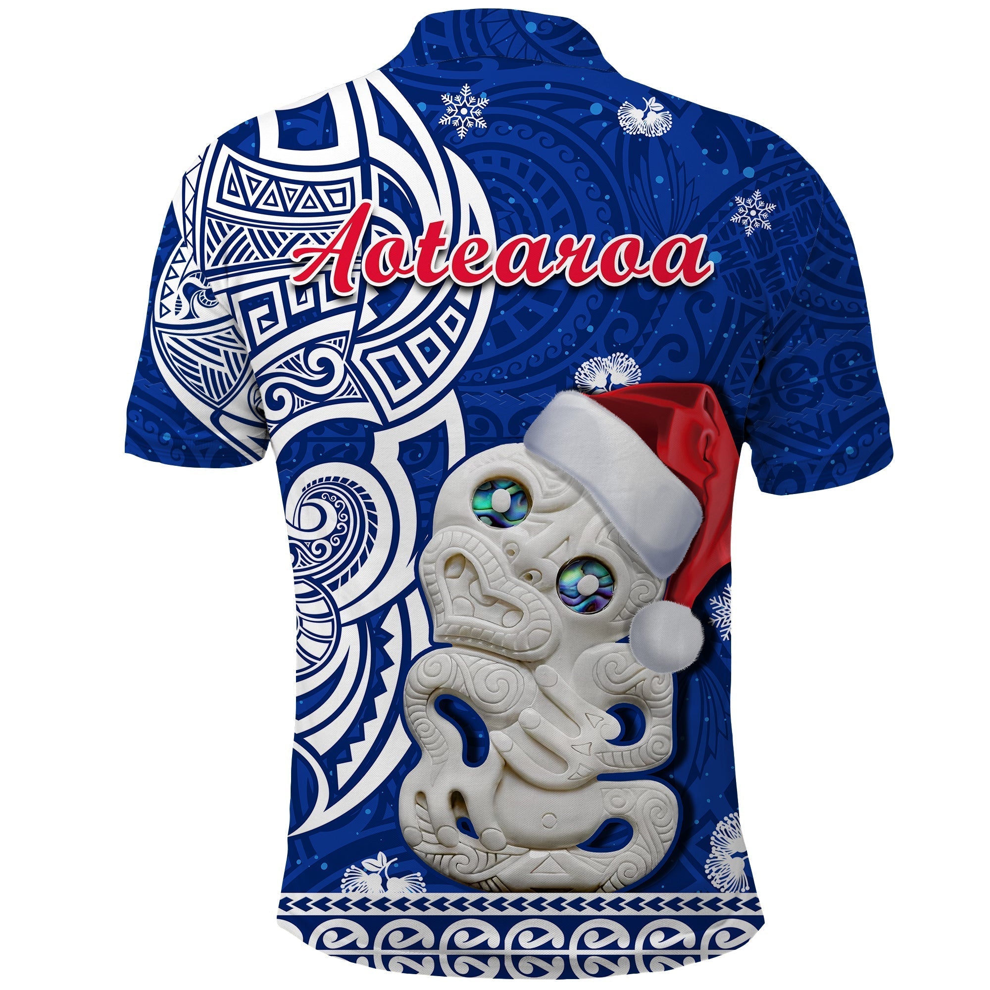 Custom New Zealand Polo Shirt Christmas Hei Tiki Blue Pohutukawa Meri Kirihimete LT14