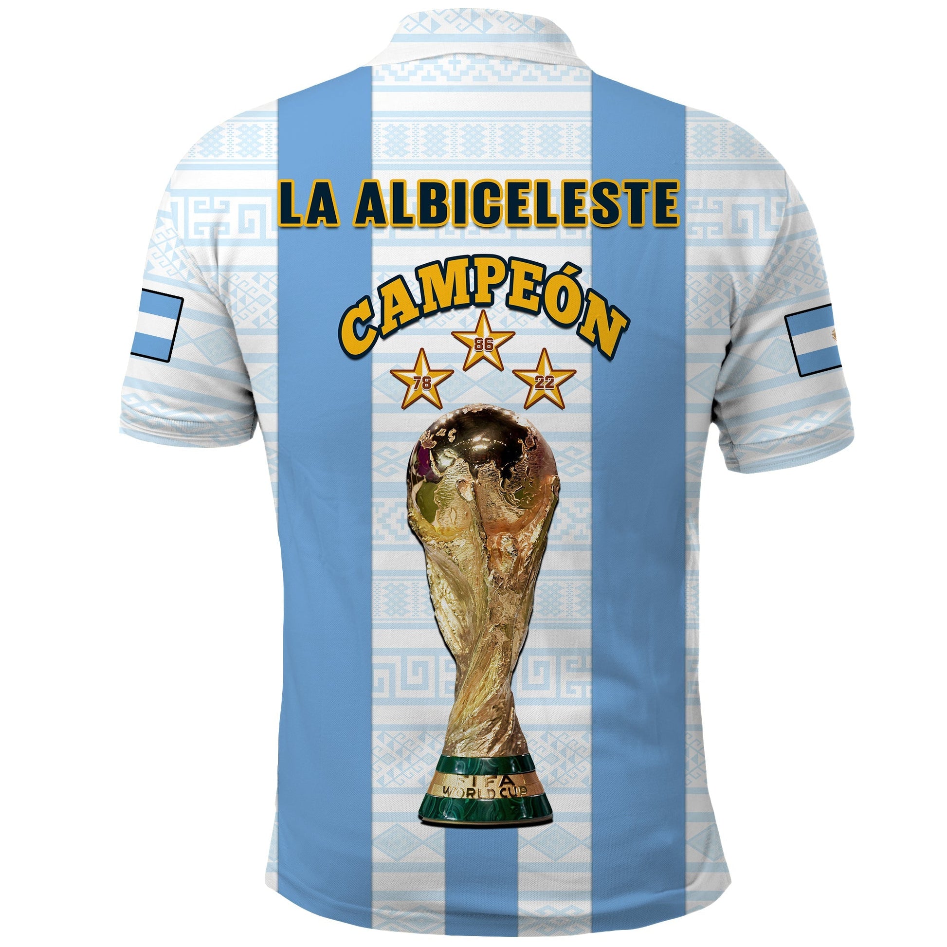 Argentina Football Polo Shirt World Cup La Albiceleste 3rd Champions Proud LT14