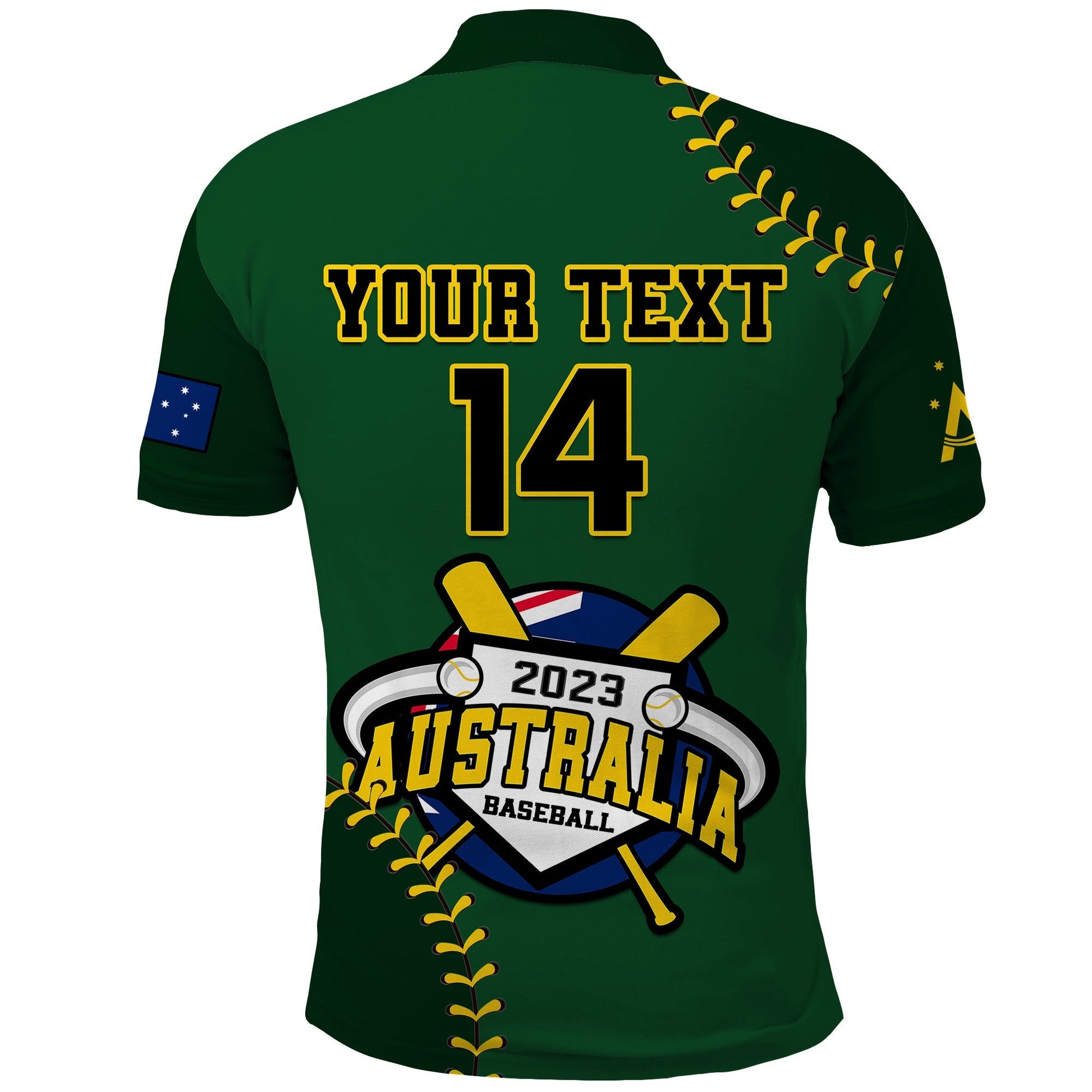 (Custom Text And Number) Australia Baseball Polo Shirt 2023 Go Aussie LT14