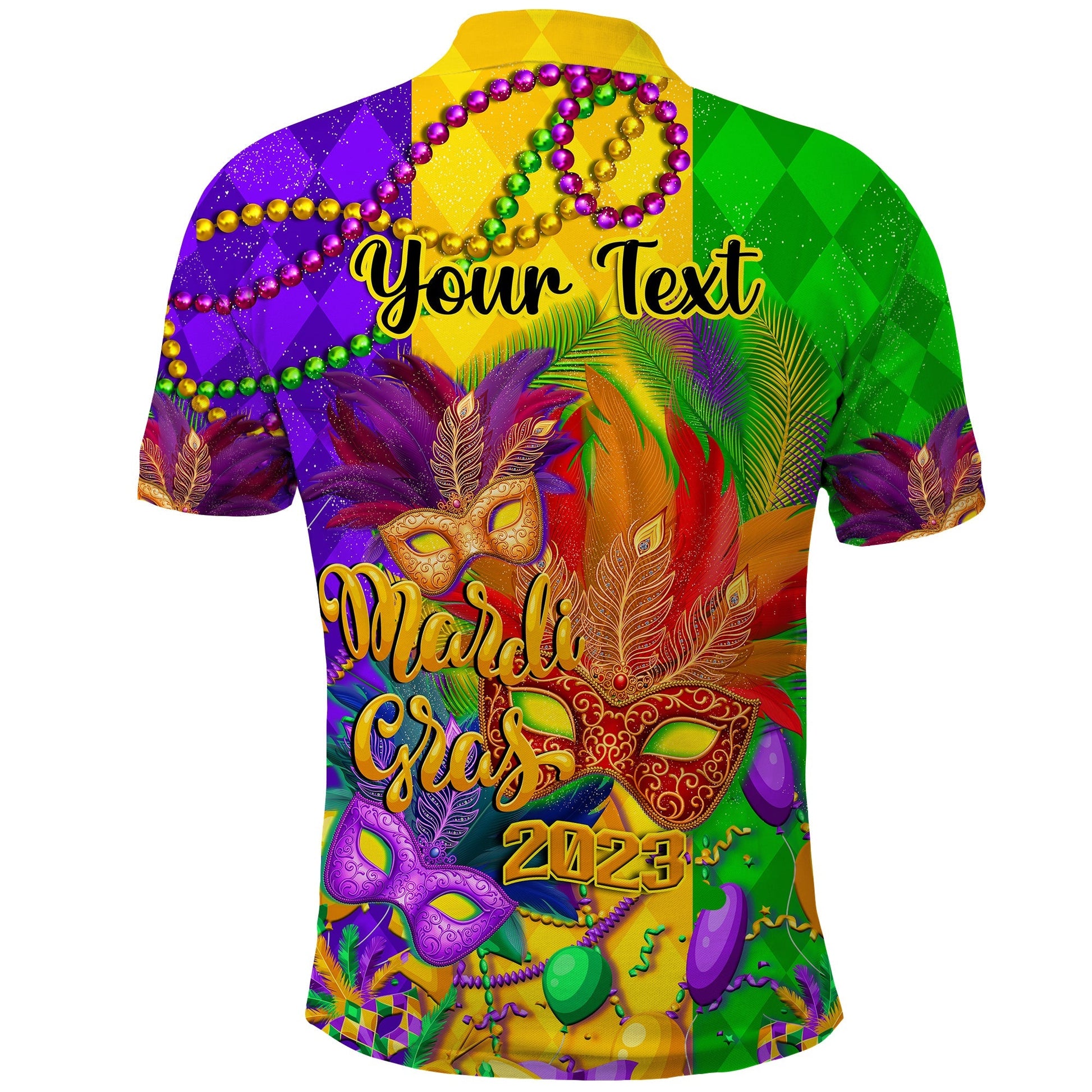 Custom Mardi Gras Polo Shirt 2023 Carnival Masks With Feathers LT14