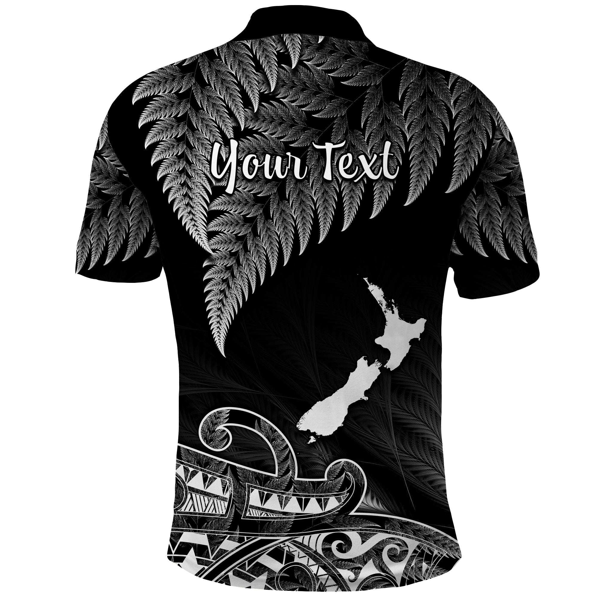 Custom New Zealand Silver Fern Polo Shirt Aotearoa Map Maori LT14