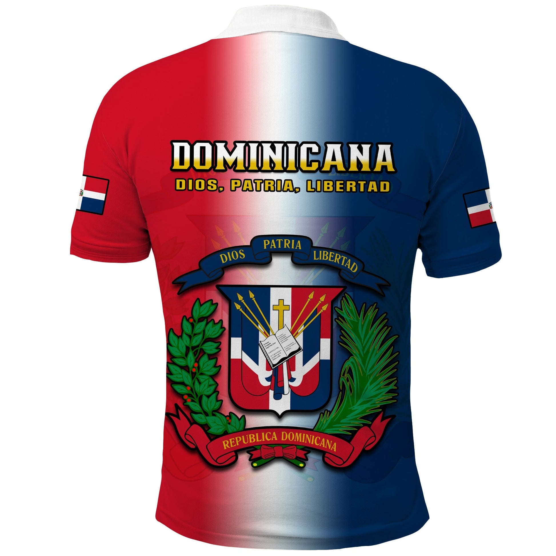Dominican Republic Polo Shirt Dominicana Coat Of Arms Gradient Style LT14
