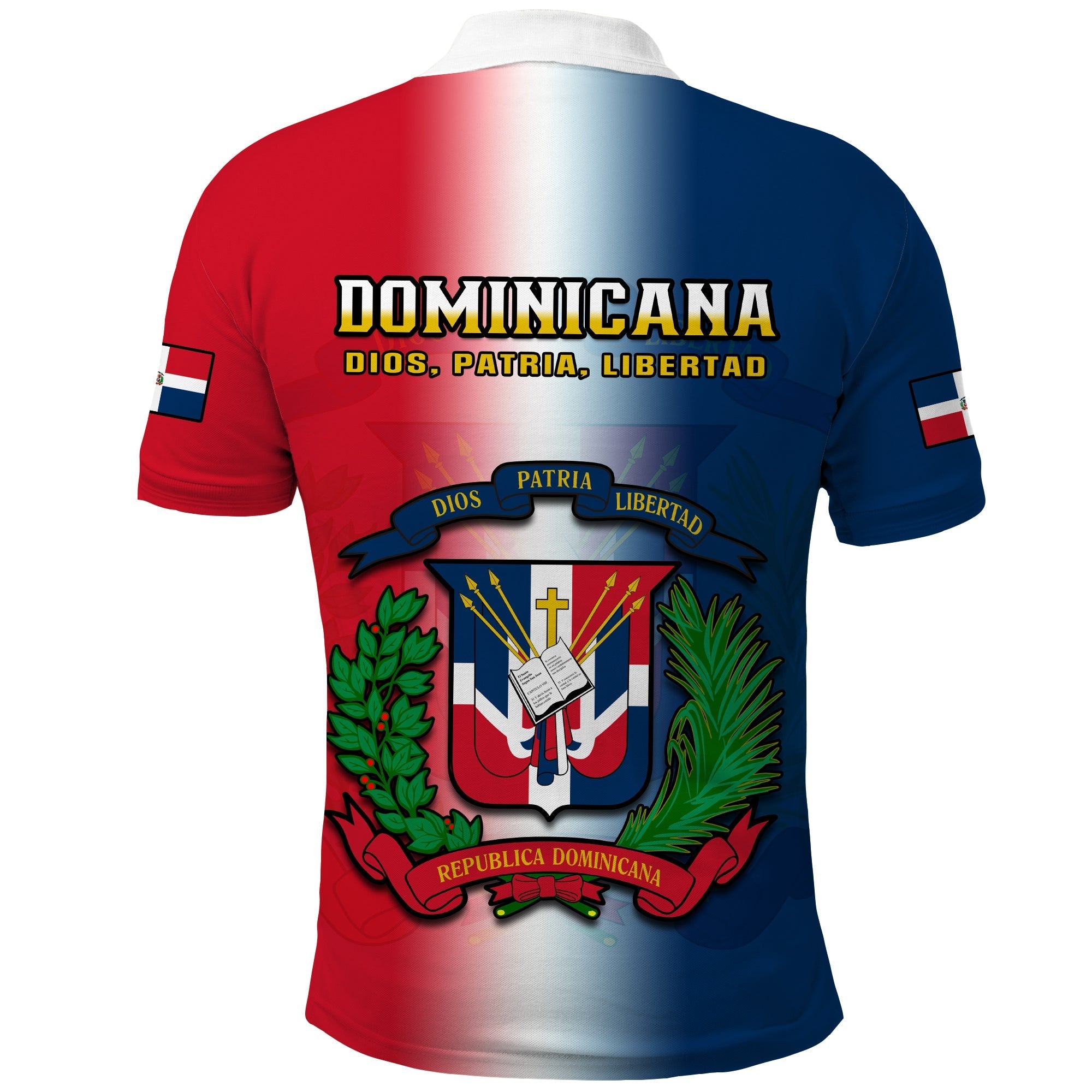 Dominican Republic Polo Shirt Dominicana Coat Of Arms Gradient Style LT14