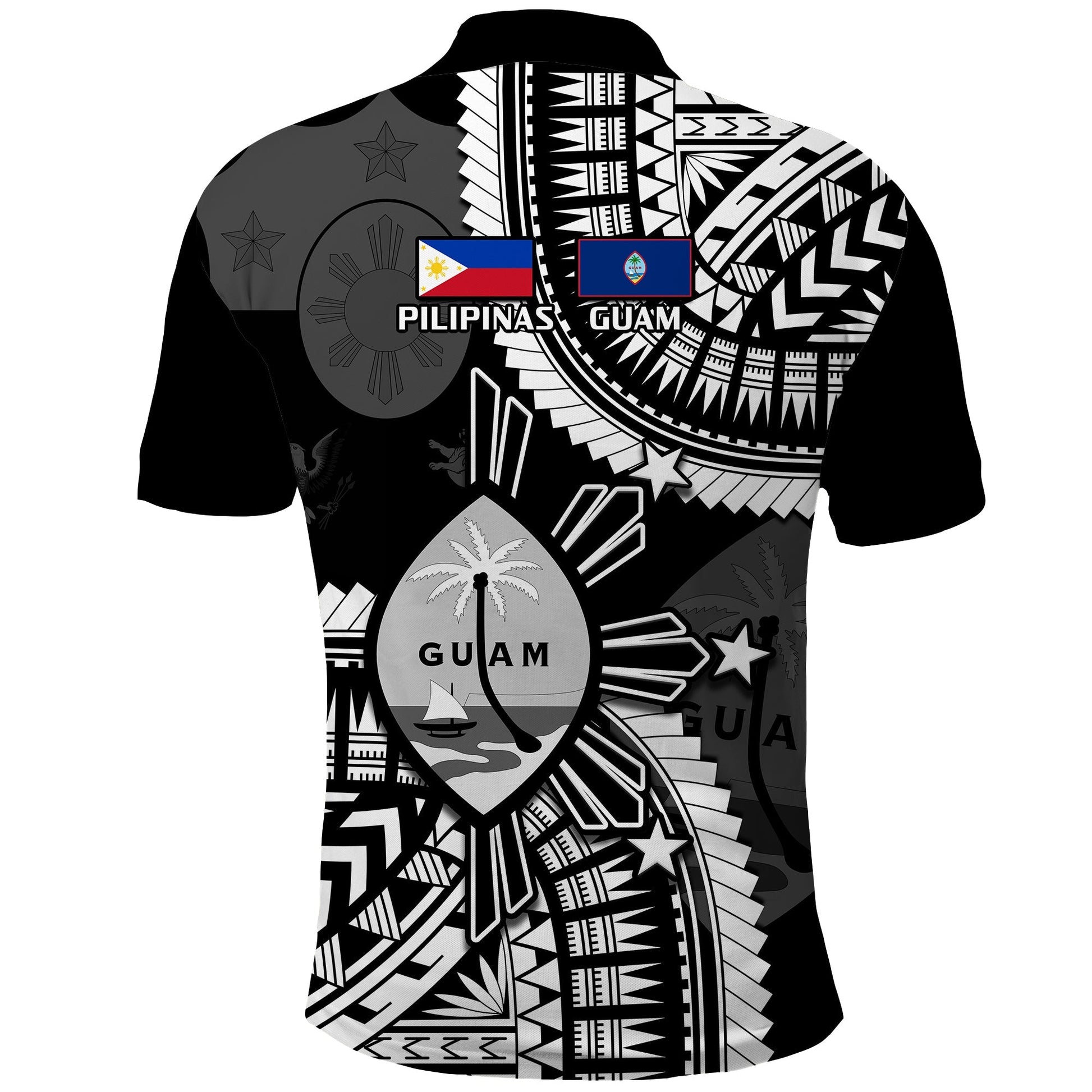 Guam and Philippines Polo Shirt Guaman Filipinas Together Black LT14