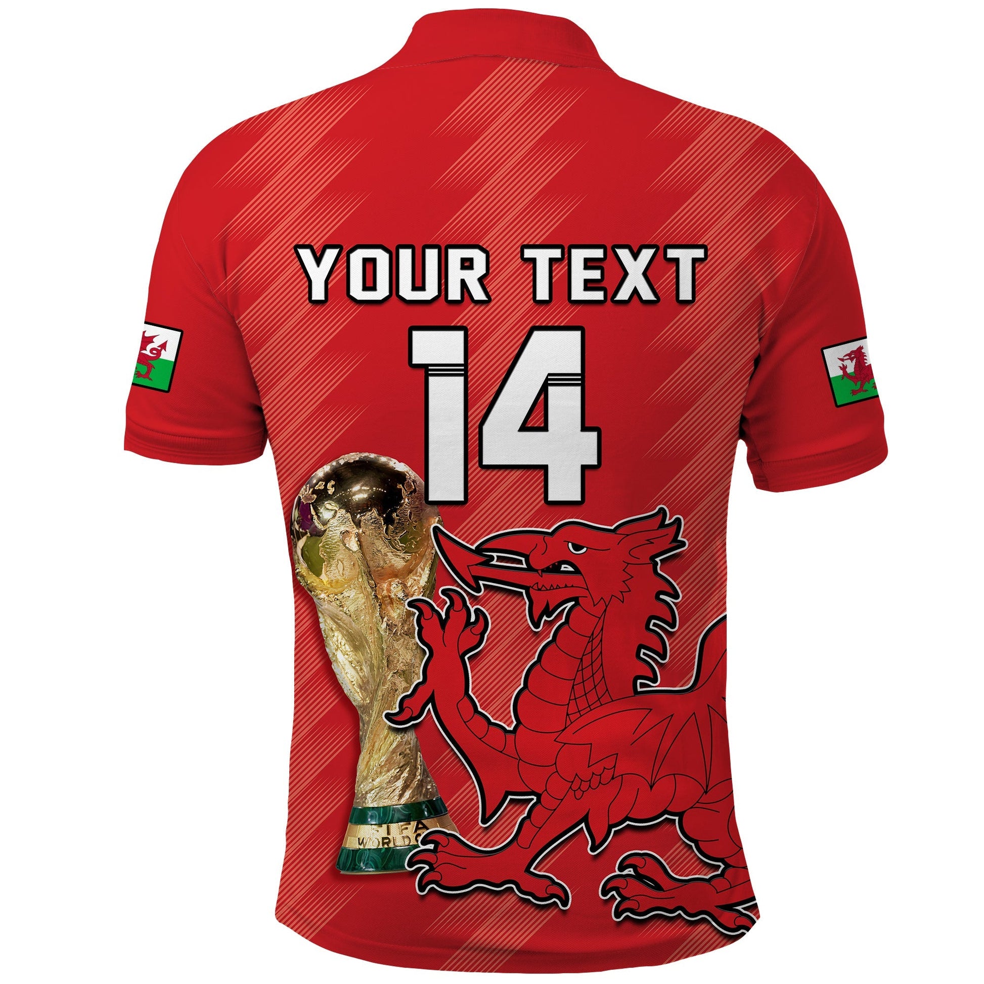 (Custom Text And Number) Wales Football Polo Shirt Cymru Champions Football 2022 LT14
