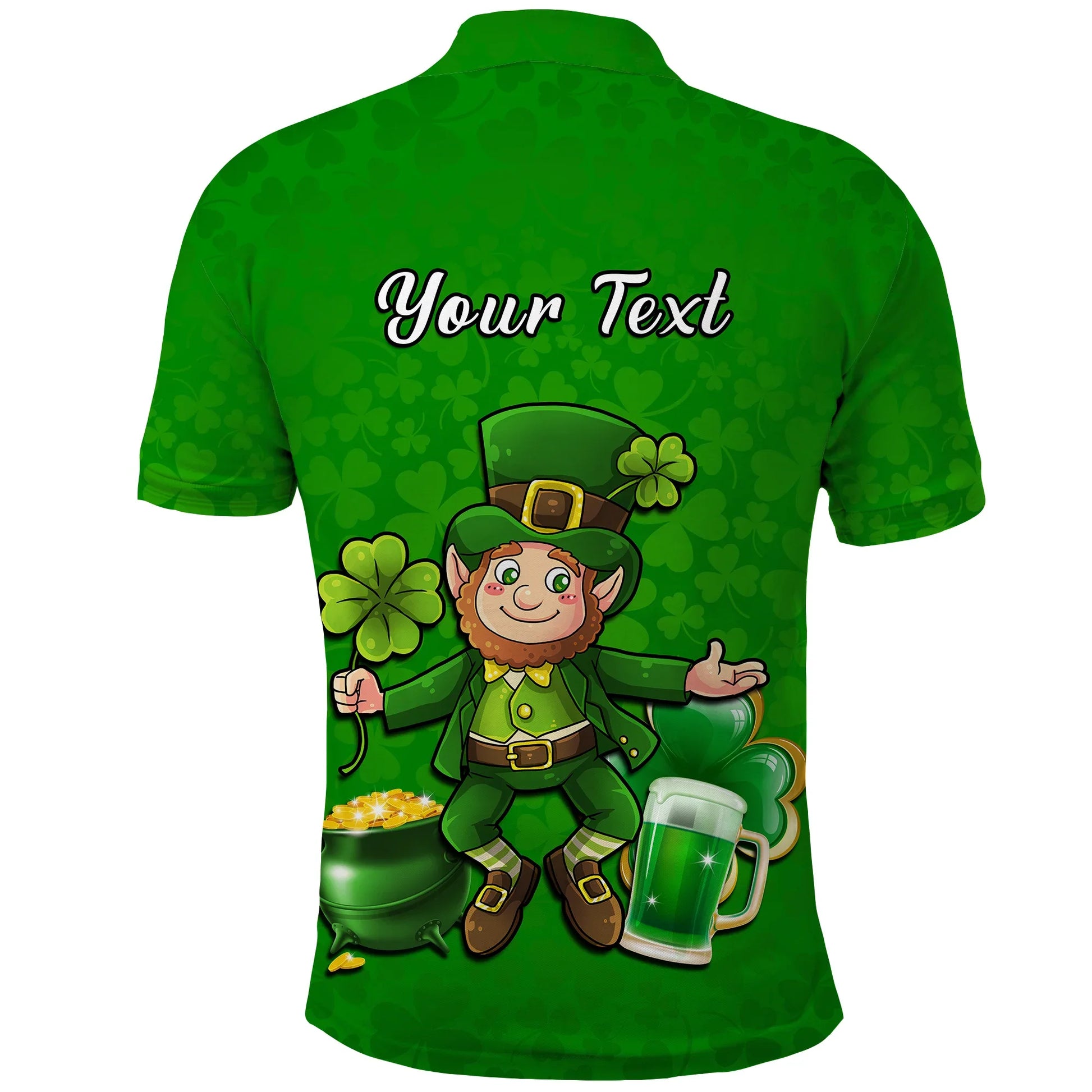 Custom Ireland Polo Shirt Saint Patricks Day Happy Leprechaun And Shamrock LT14