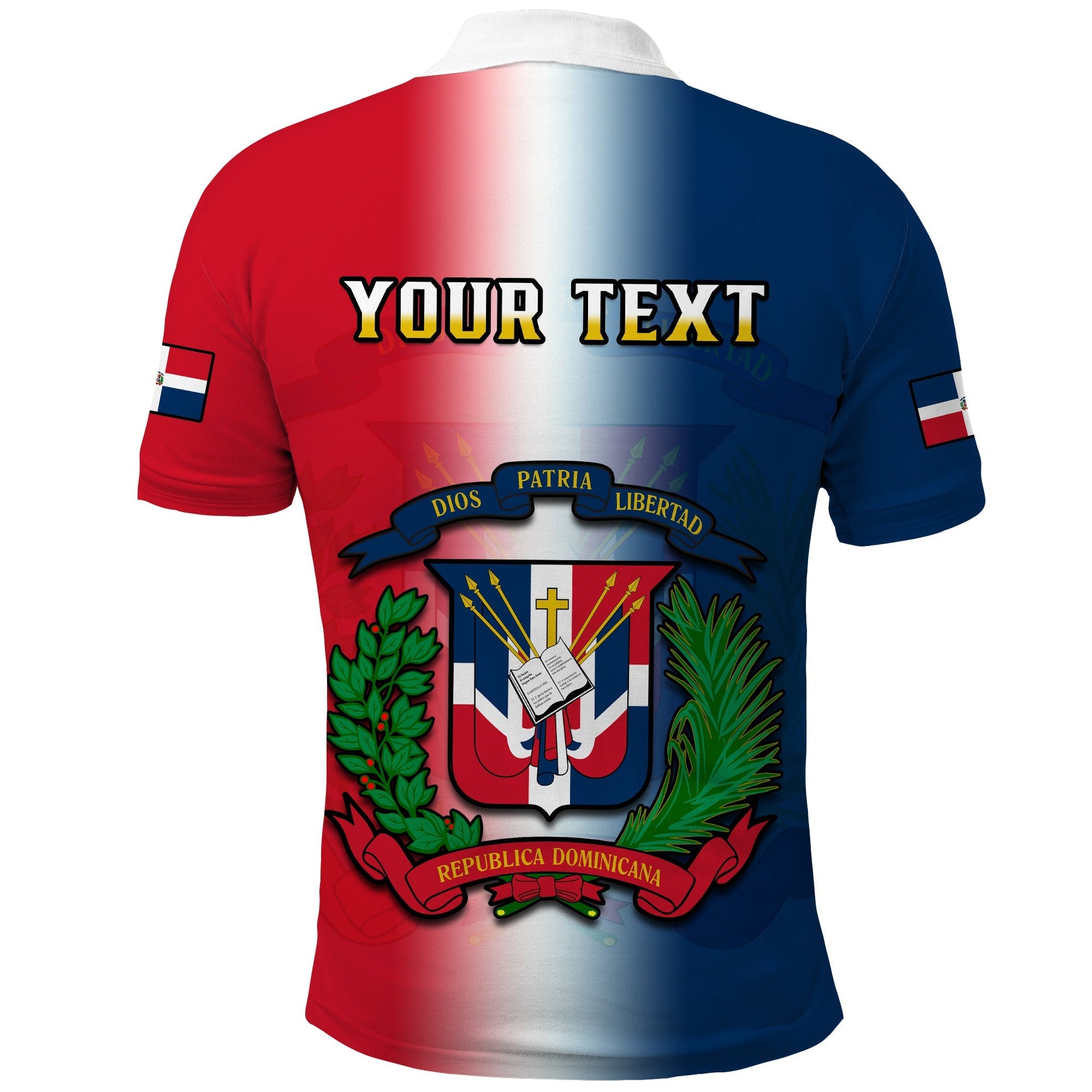 Custom Dominican Republic Polo Shirt Dominicana Coat Of Arms Gradient Style LT14
