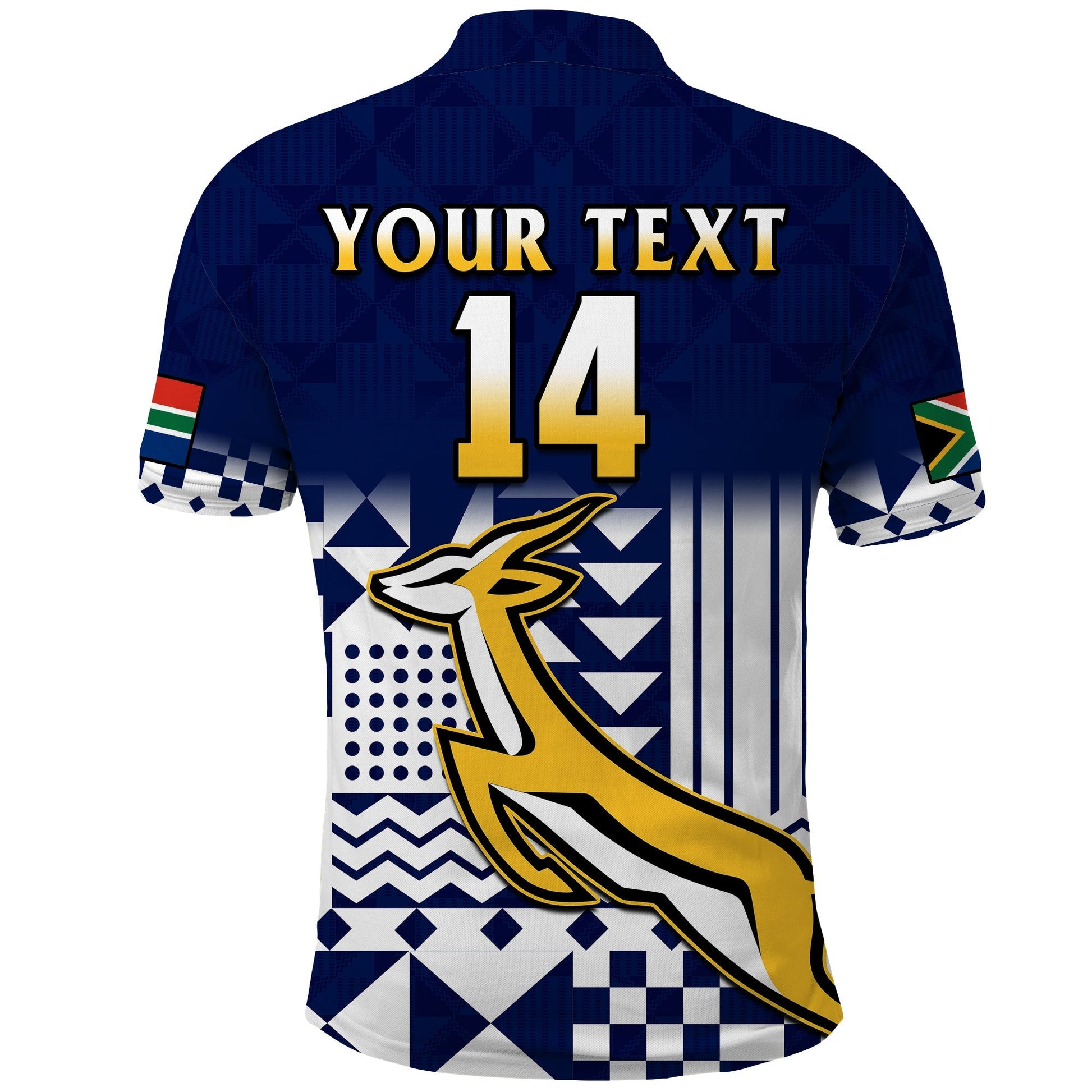 (Custom Text And Number) South Africa Rugby Polo Shirt Outgoing Tour Go Springboks LT14