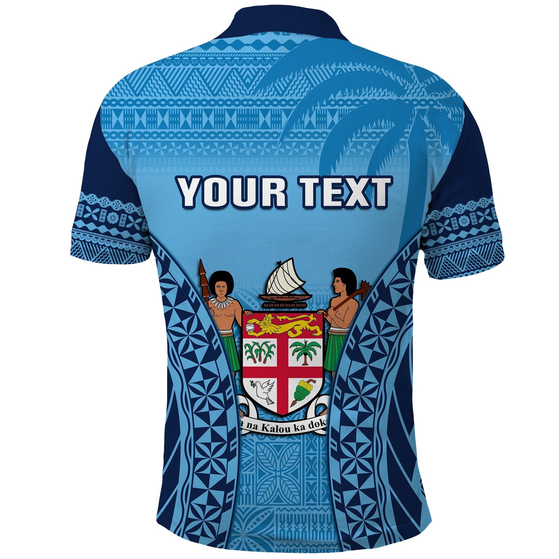 Custom Fiji University Polo Shirt National Fijian Tapa Pattern Blue LT14