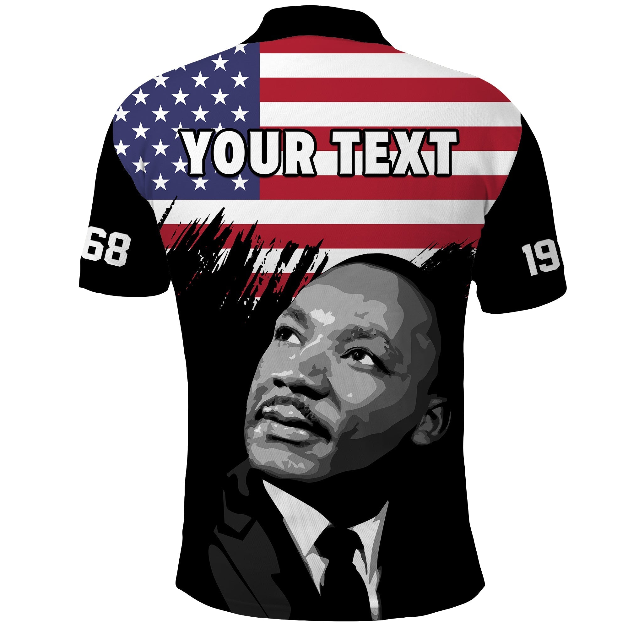 Custom United States Polo Shirt United States Happy MLK Day Flag Grunge Style LT14