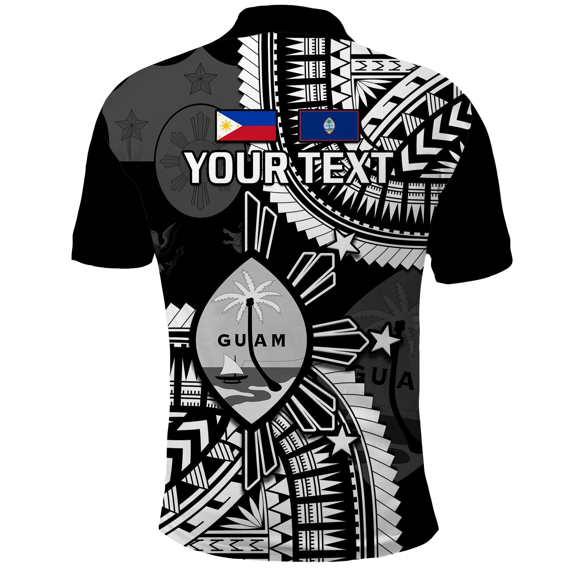 Custom Guam and Philippines Polo Shirt Guaman Filipinas Together Black LT14
